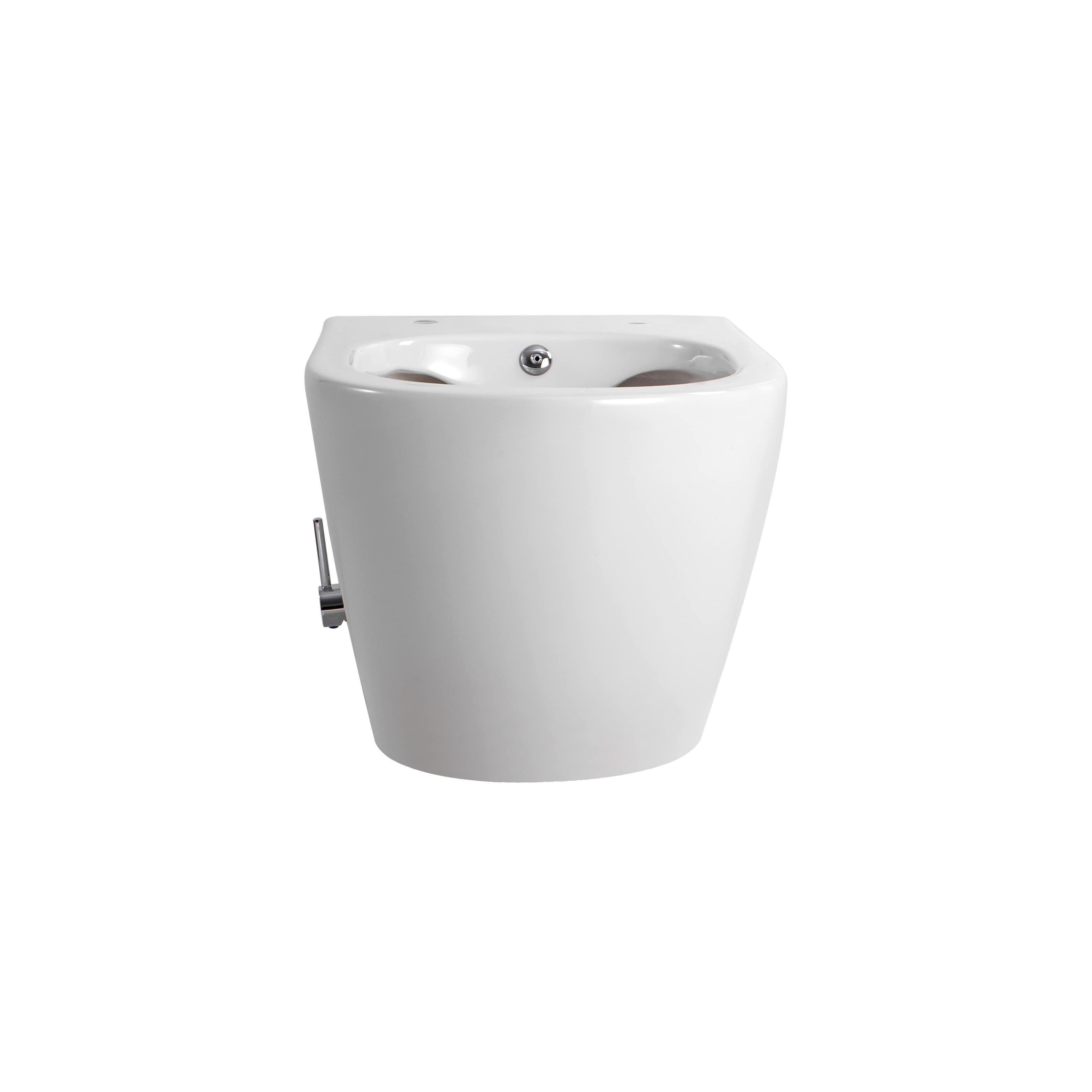 DARLO WC SUSPENDU AVEC BIDET - SANS BRIDE - AVEC ROBINET BIDER EAU FROIDE - SANS ABATTANT - COMPACT 49 CM - BLANC BRILLANT vue 3