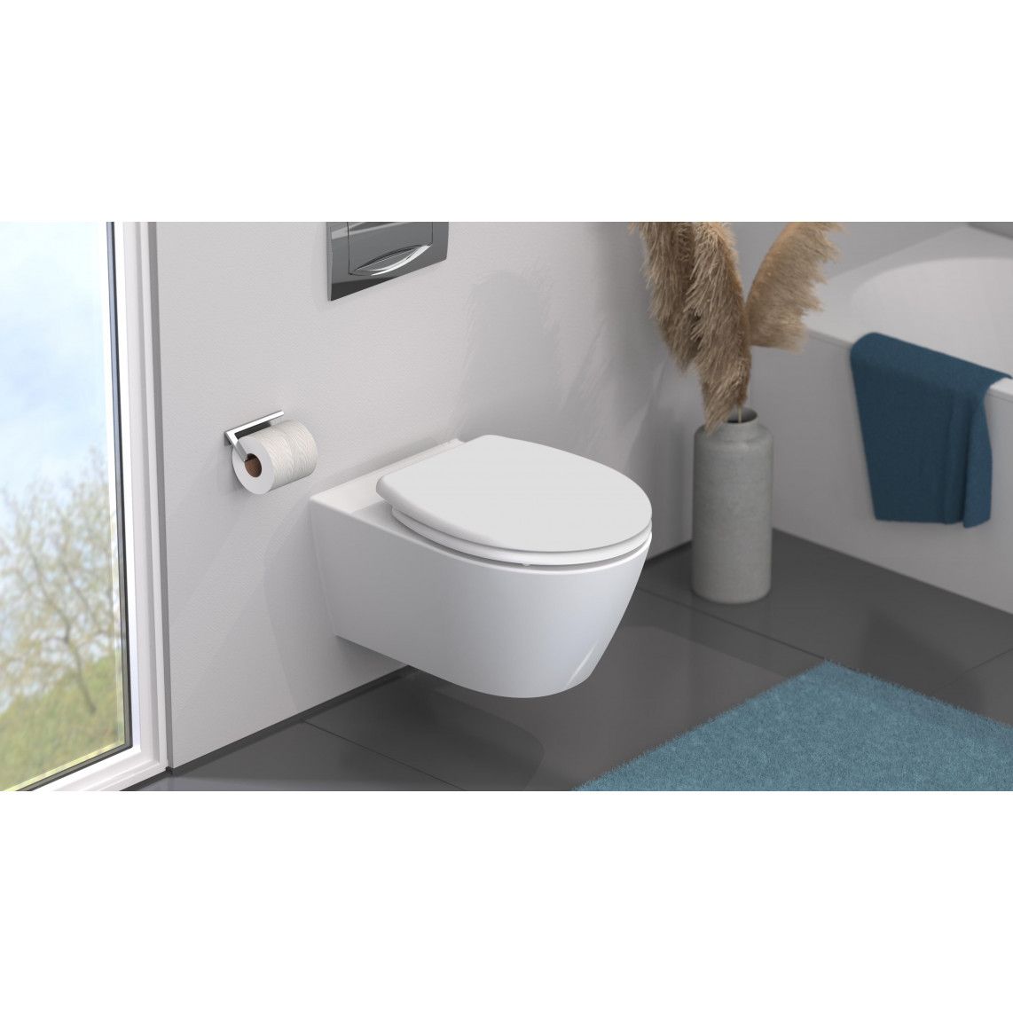 82940 Duroplast Toilet seat FAMILY WHITE, with soft close and quick release vue 10