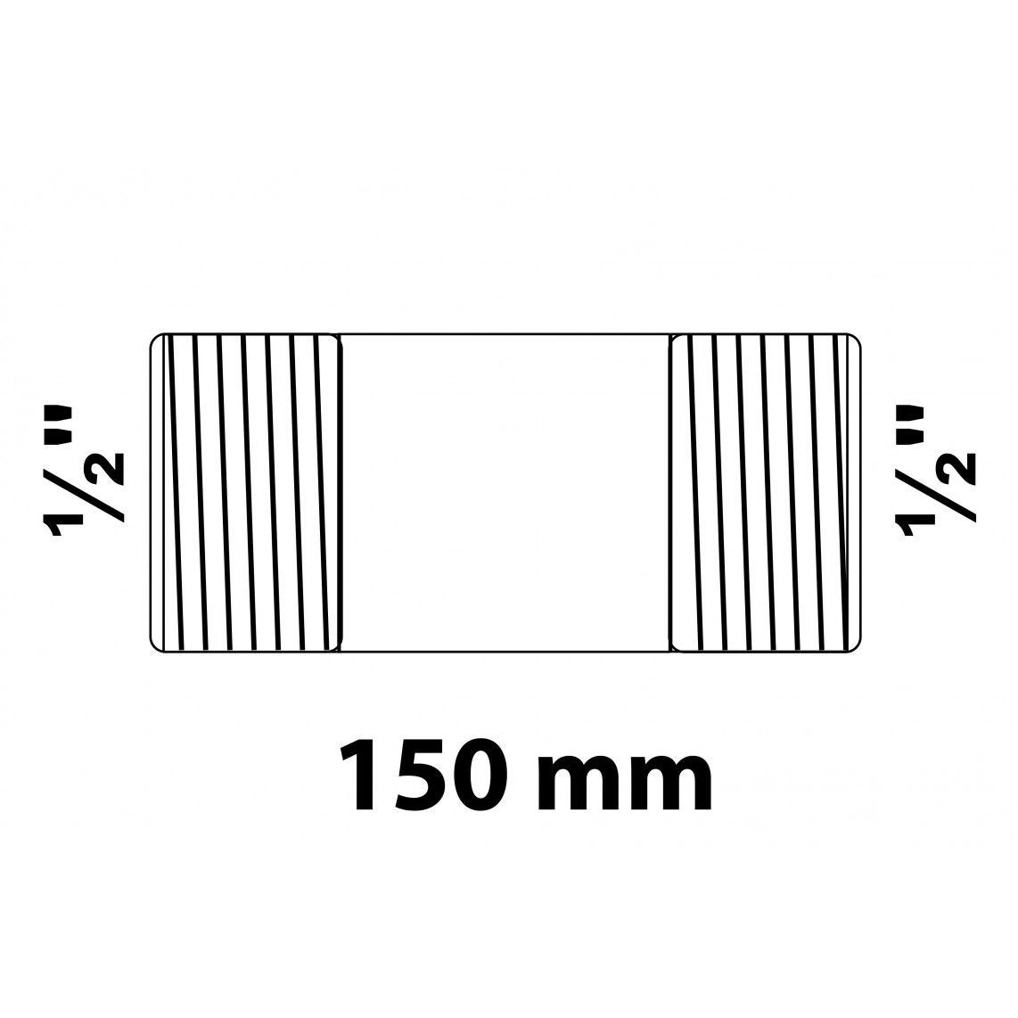 989821555 GI dubbele buisnippel, gegalvaniseerd, 1/2" x 150 mm, (23) vue 2