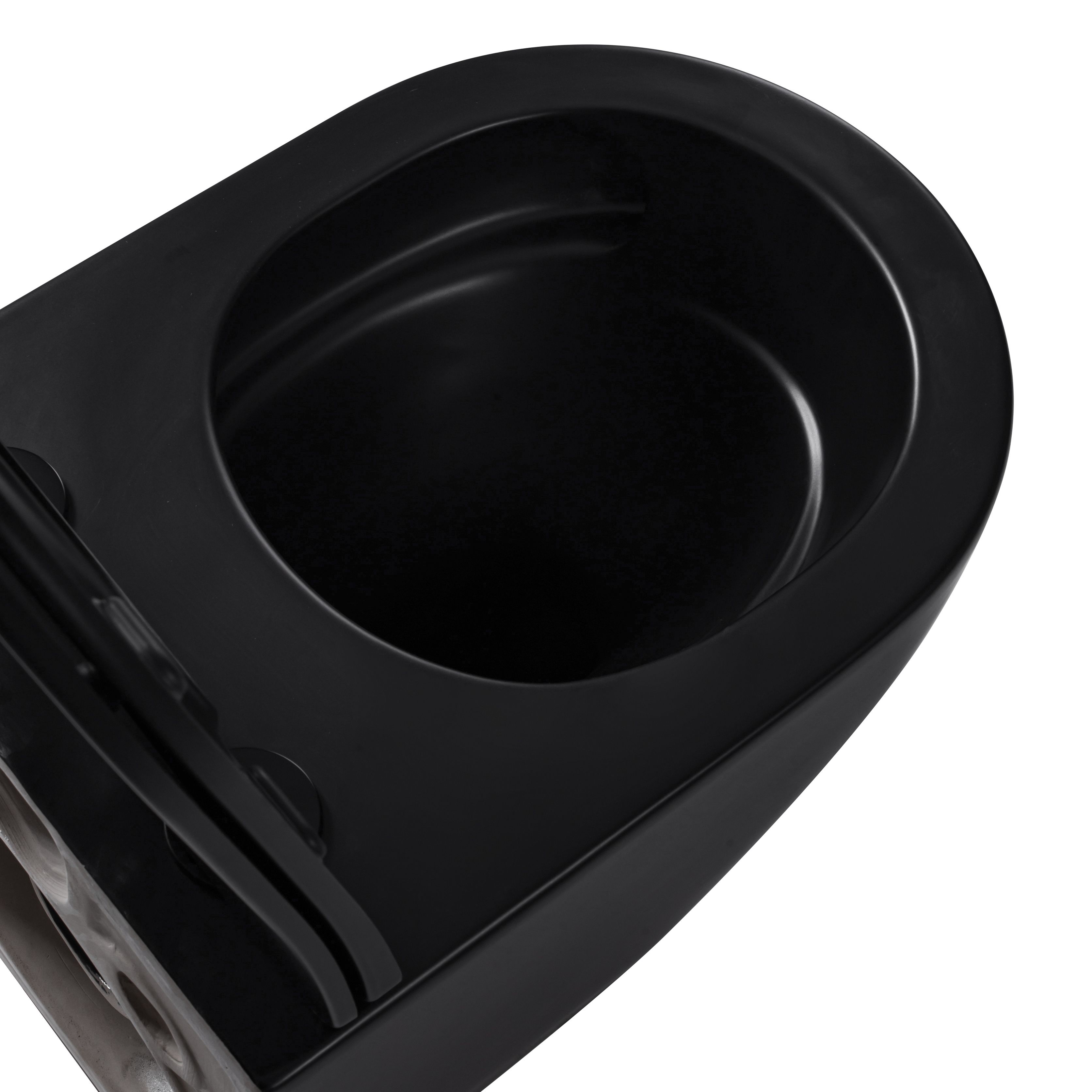 ALONI PRO WC SUSPENDU – TORNADO FLUSH – SANS BRIDE – AVEC ABATTANT – DUROPLAST – SOFT CLOSE – QUICK RELEASE – COMPACT 49 CM - 36X32X49 CM – NOIR MAT vue 5