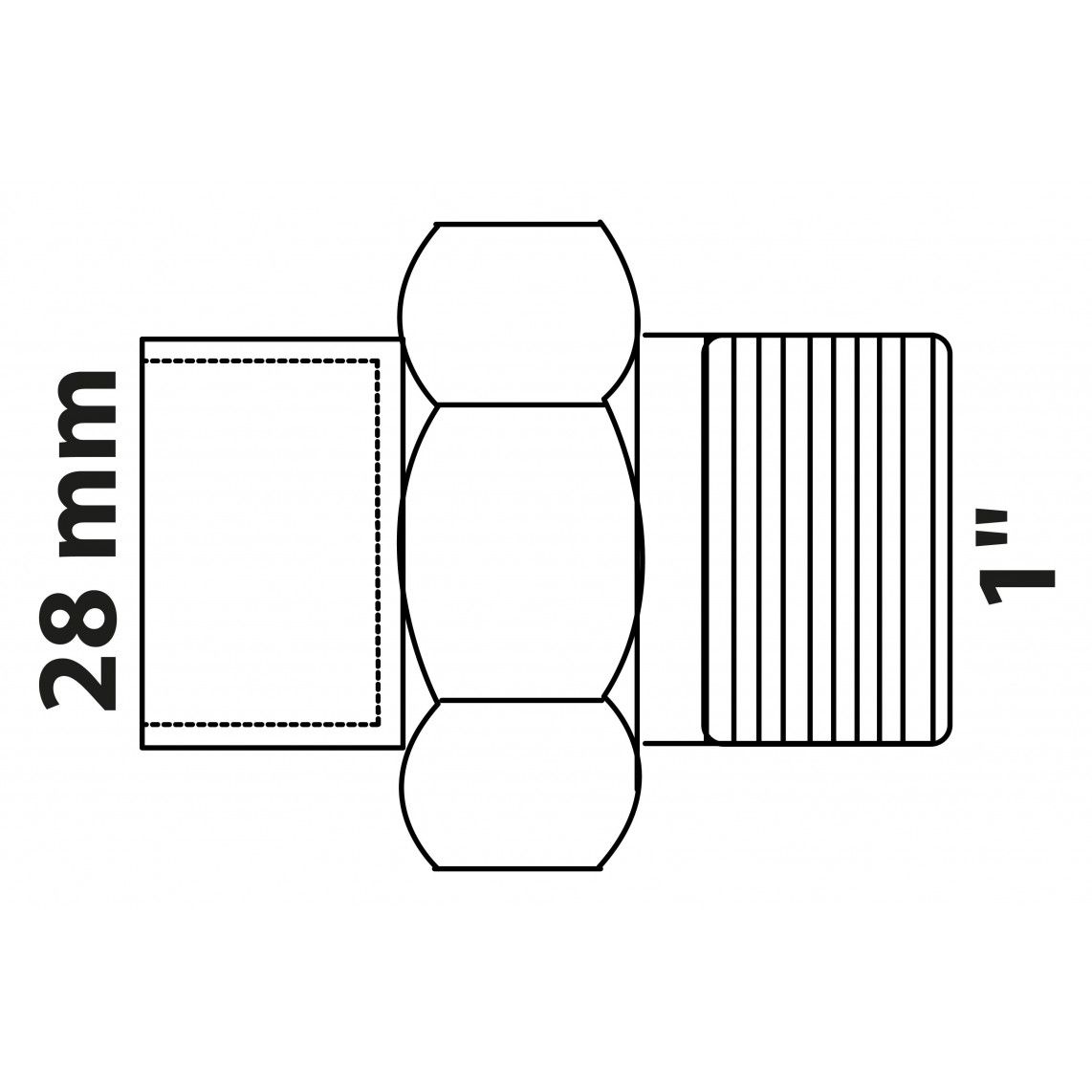 989245055 BR schroefverbinding, blanco, 28 mm x 1"BU, conische afdichting, 1 mof (4341g) vue 2
