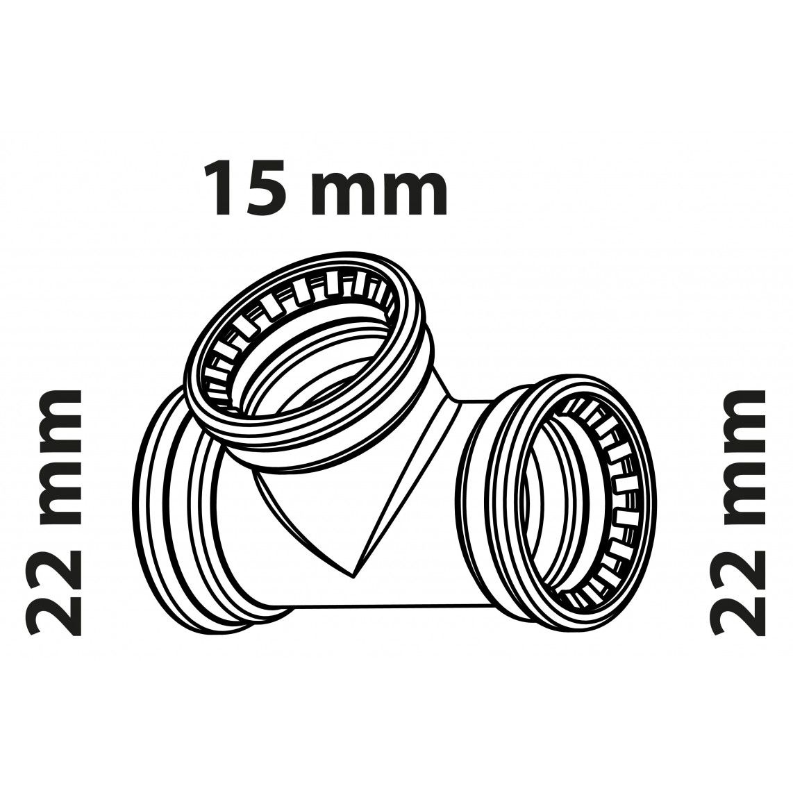 989473717 Tee reducer piece, copper, 22 mm x 15 mm x 22 mm, 3 sockets, for copper pipe vue 2