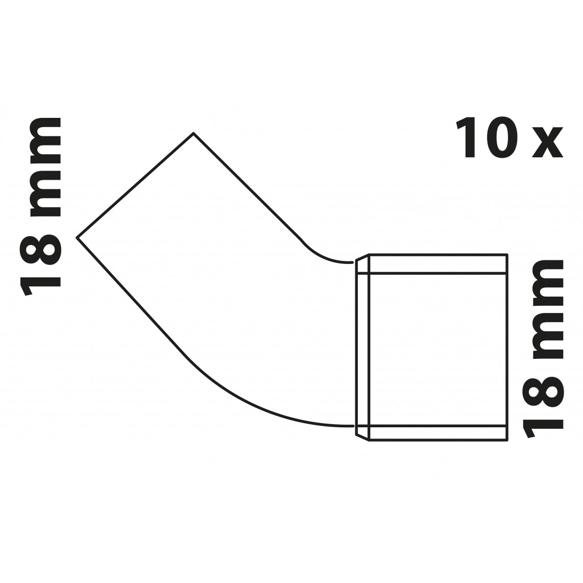 98914860 CU arc 45°, vierge, 18 mm, 1 manchon (5040) (10x)
