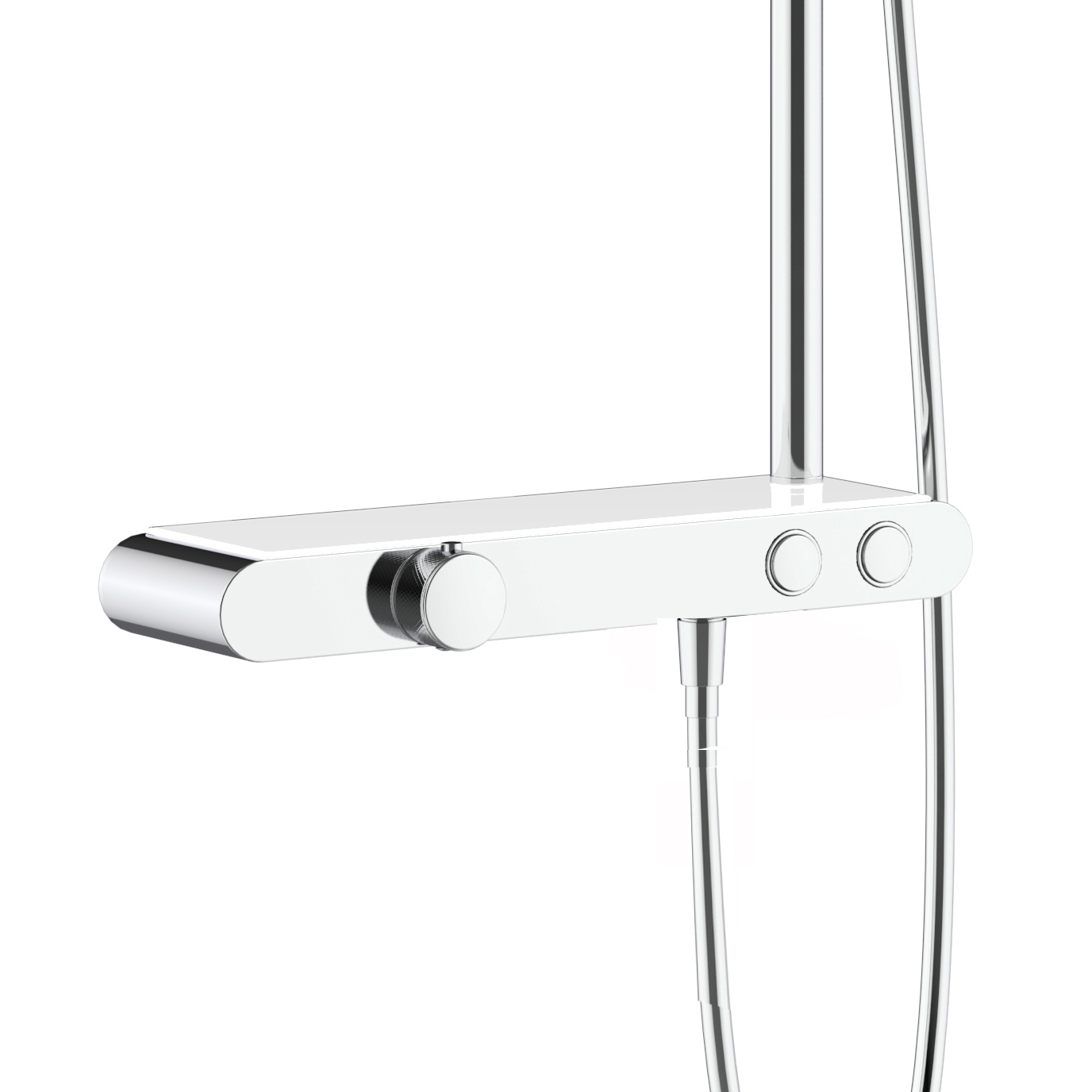 ALONI ROBINET DE DOUCHE THERMOSTATIQUE AVEC TABLETTE CHROME BLANC