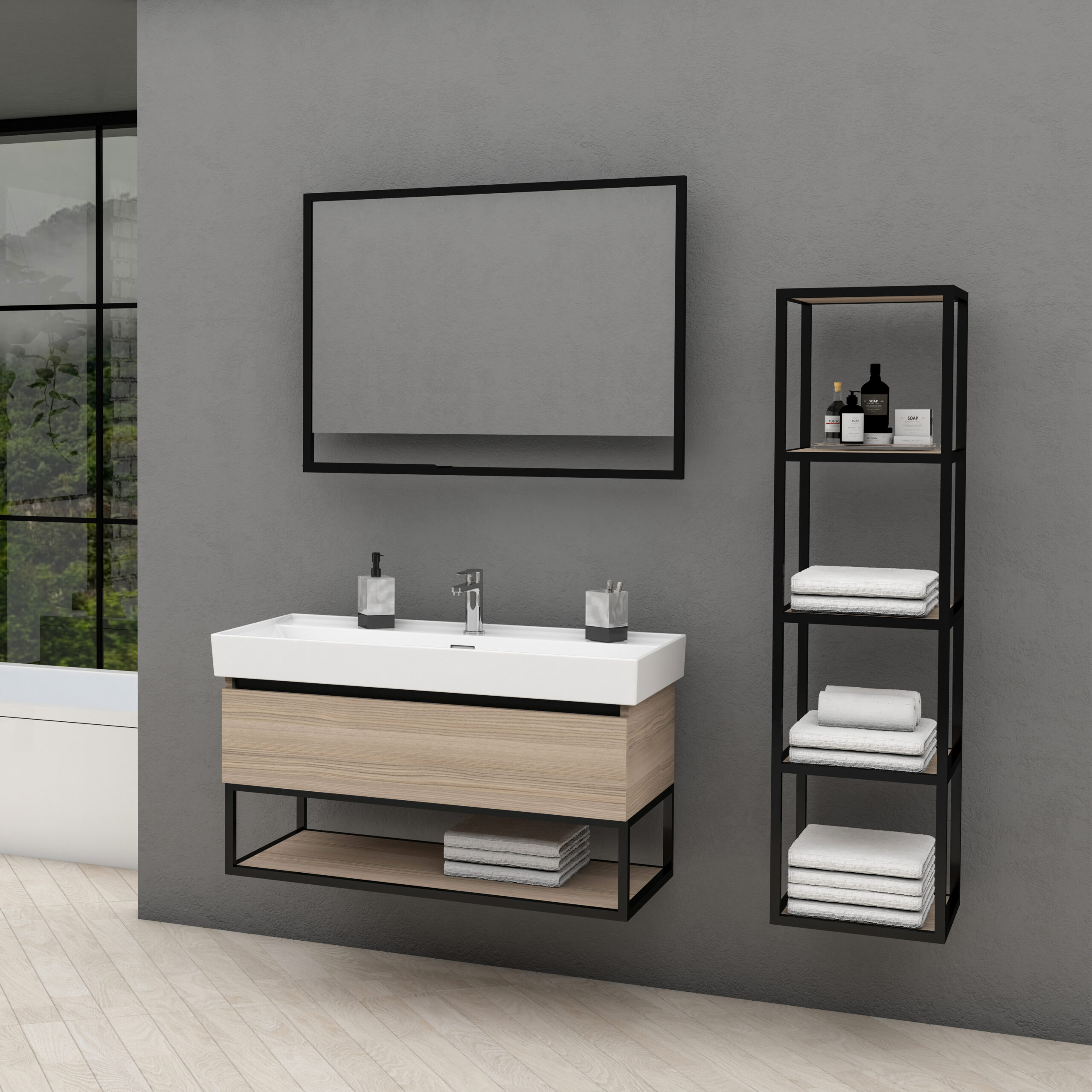 ALONI SHARP MEUBLE SOUS-PLAN (100CM) - NOISETTE