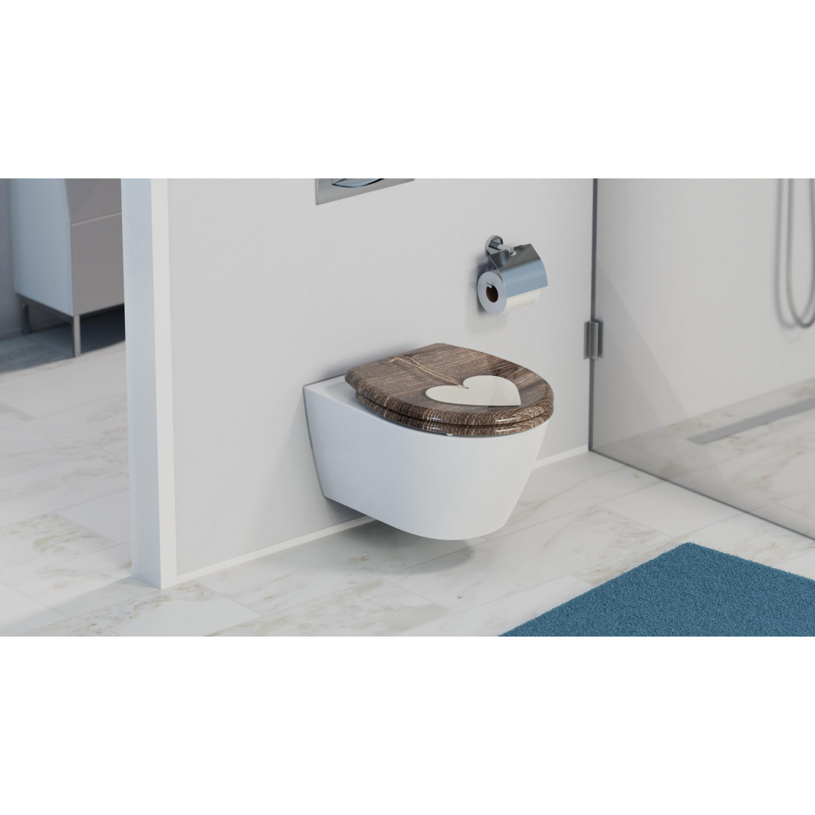 82377 abattant WC en Duroplast WOOD HEART, avec frein de chute et déclipsable