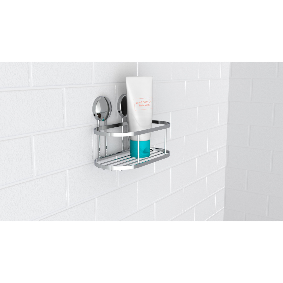 BA0202 tablette murale pour douche, chromé, à coller ou vis