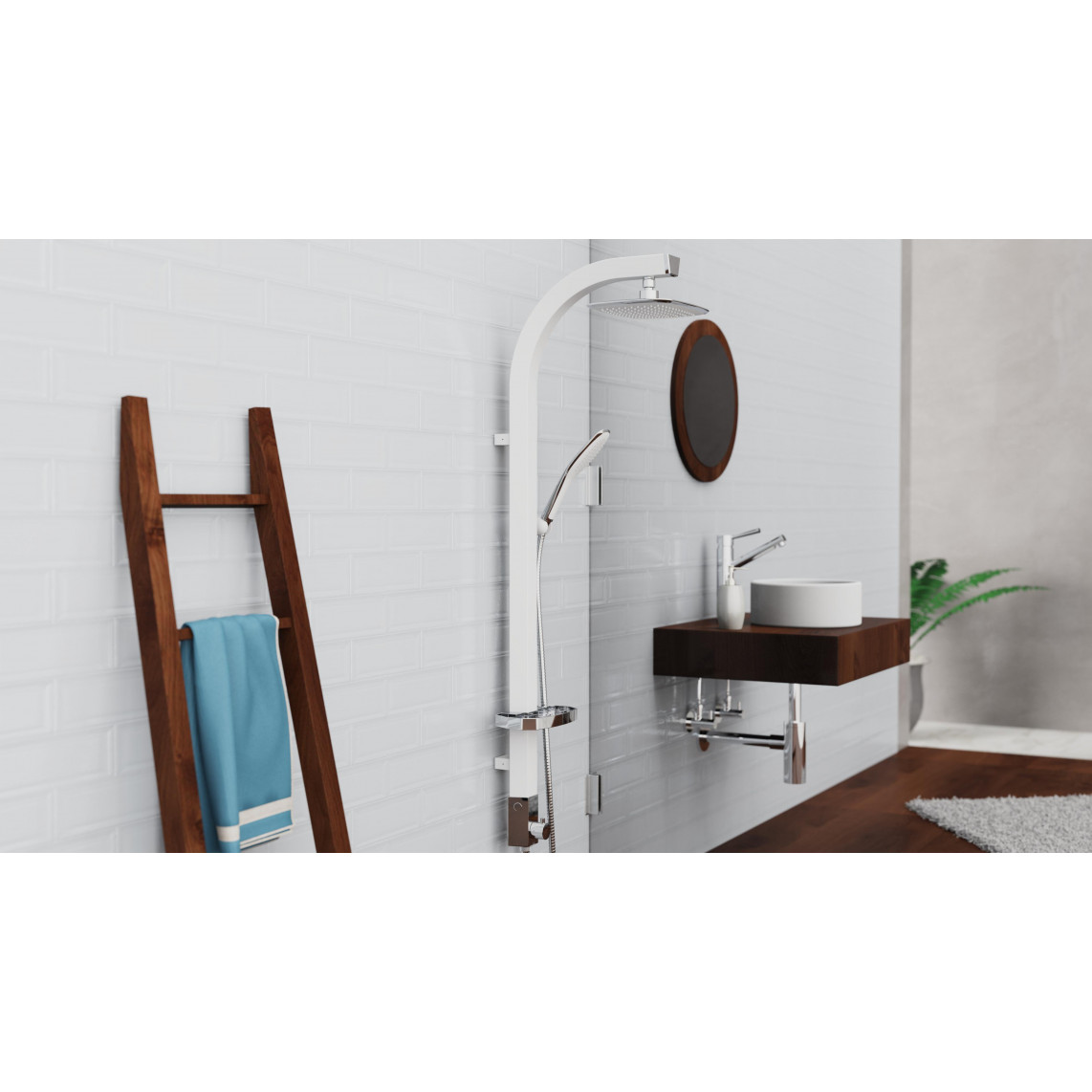 60065 MADAGASKAR Set douche de pluie, blanc/chromé