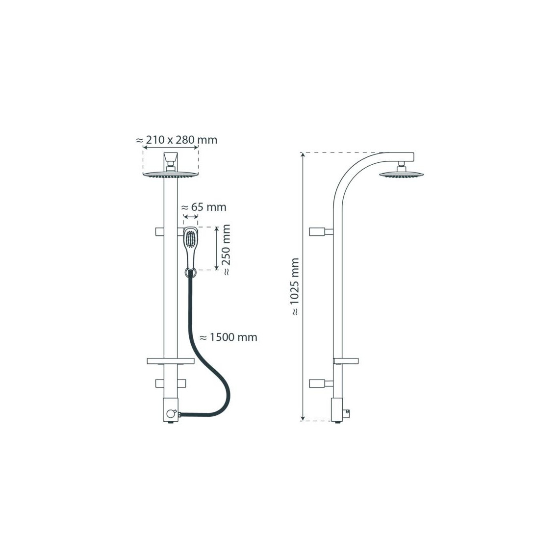 60065 MADAGASKAR Set douche de pluie, blanc/chromé