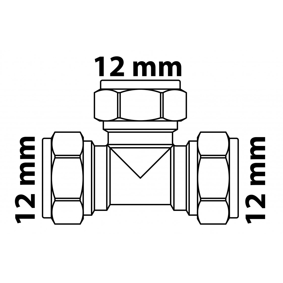 989453117 LT pièce en T, vierge, 12 mm, raccord à serrer pour tube en cuivre