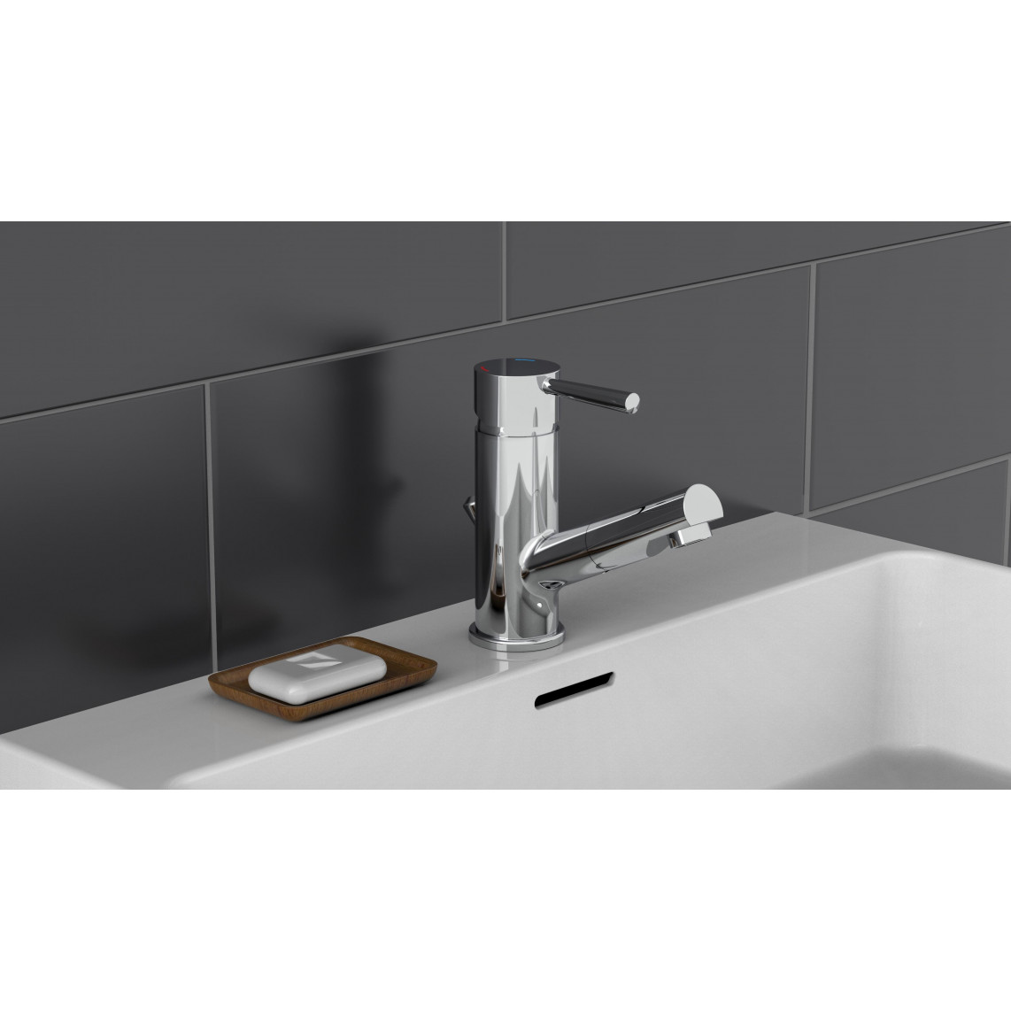 20150 CORNWALL Mitigeur lavabo, chromé, avec douchette à cheveux extractible