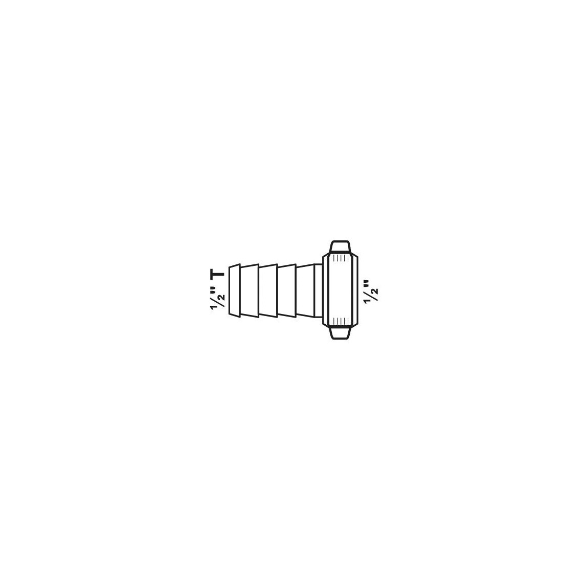 987399049 LT raccord à visser pour flexible, vierge, 1/2"M x 1/2"T