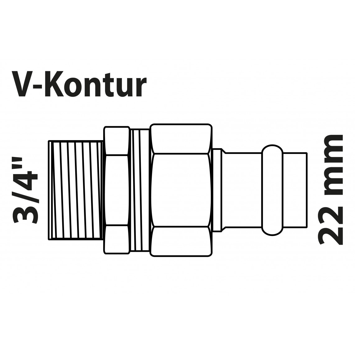988627754 BR raccord à visser, vierge, 22 mm x 3/4" M, à joint plat, 1 manchon, (P4331g)
