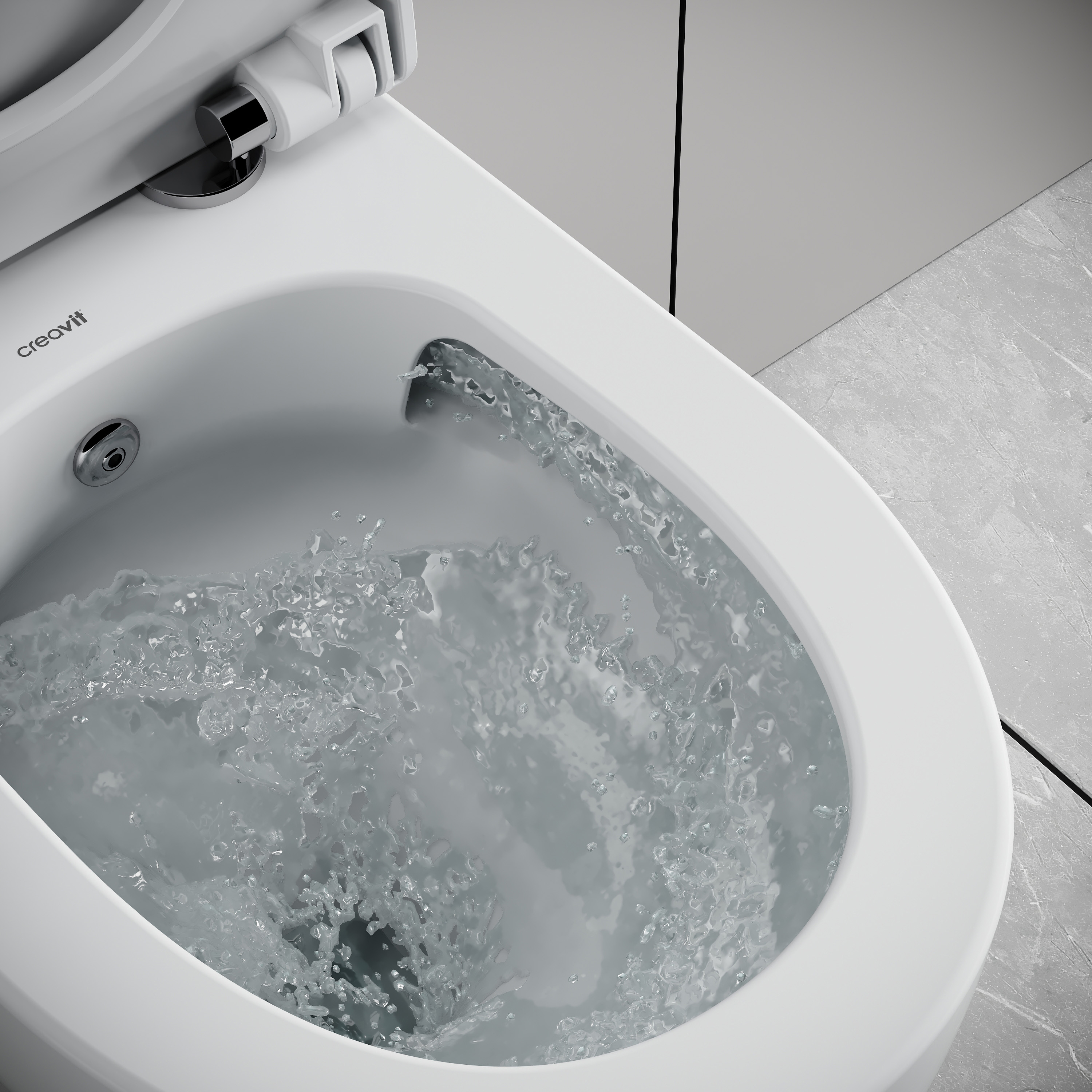 CREAVIT NESS WC SUSPENDU AVEC BIDET - TORNADO FLUSH - SANS BRIDE - SANS ABATTANT WC - BLANC BRILLANT