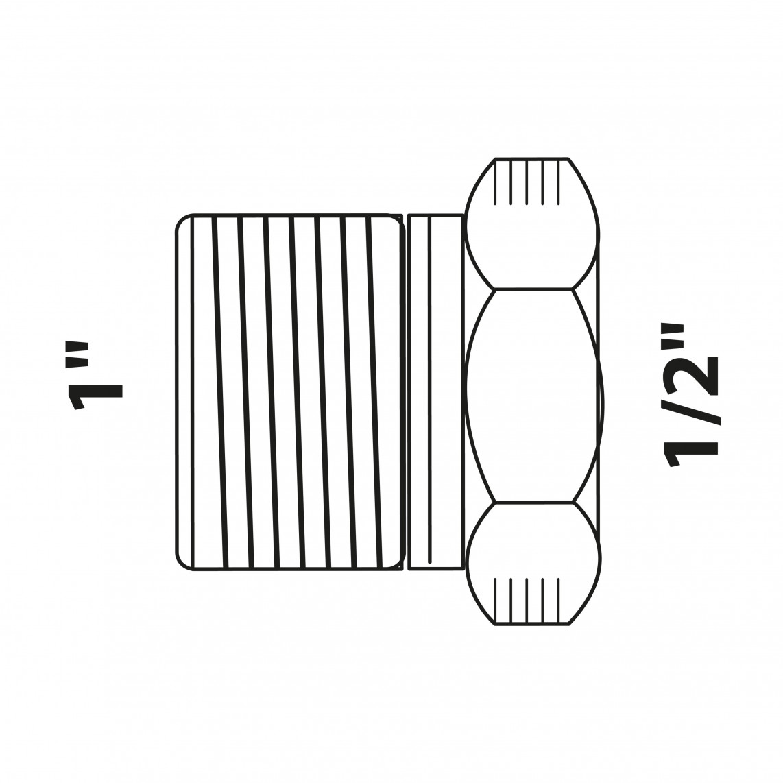 988949955 BR Réducteur, vierge, 1" M x 1/2" F, (3241)