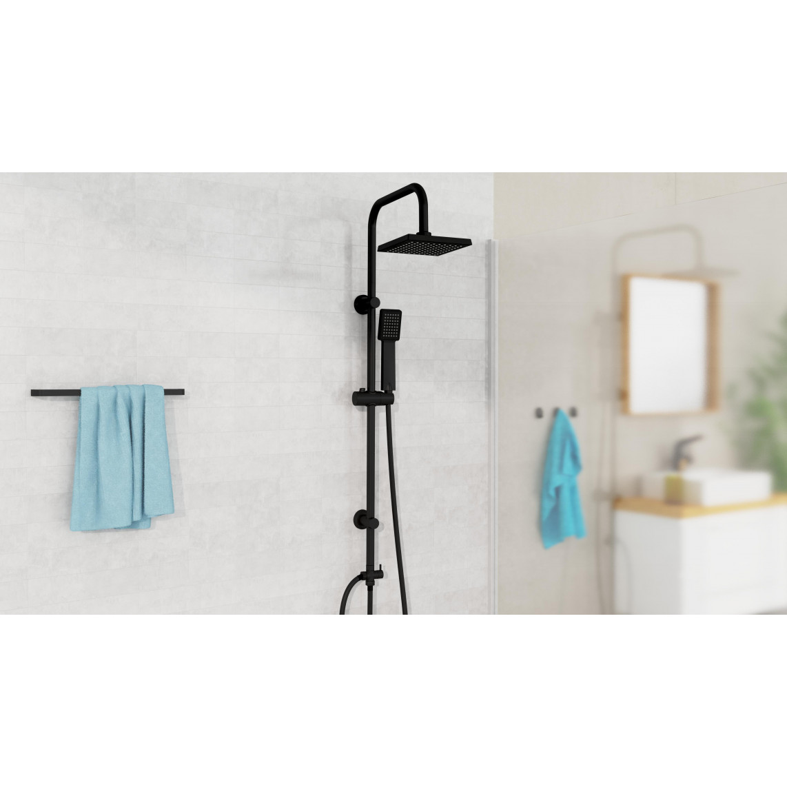 DX12004BL EASY ENERGY Set douche de pluie, noir mat