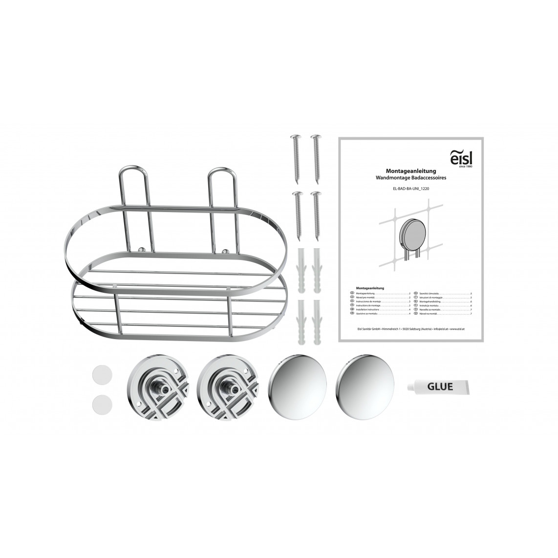 BA0202 tablette murale pour douche, chromé, à coller ou vis