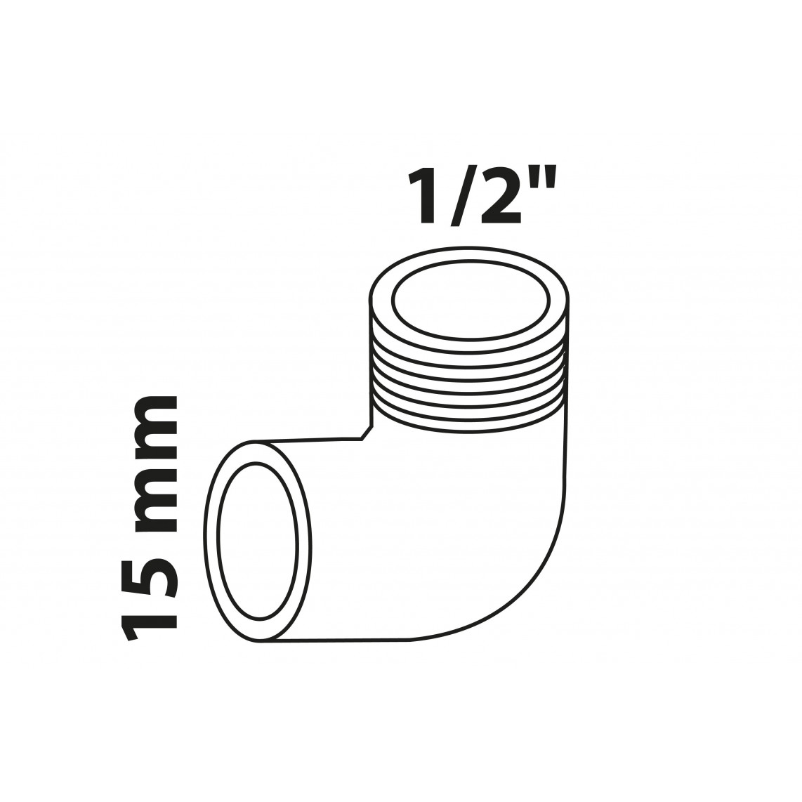 989211017 BR coude 90°, vierge, 15 mm x 1/2" M, 1 manchon (4092g)