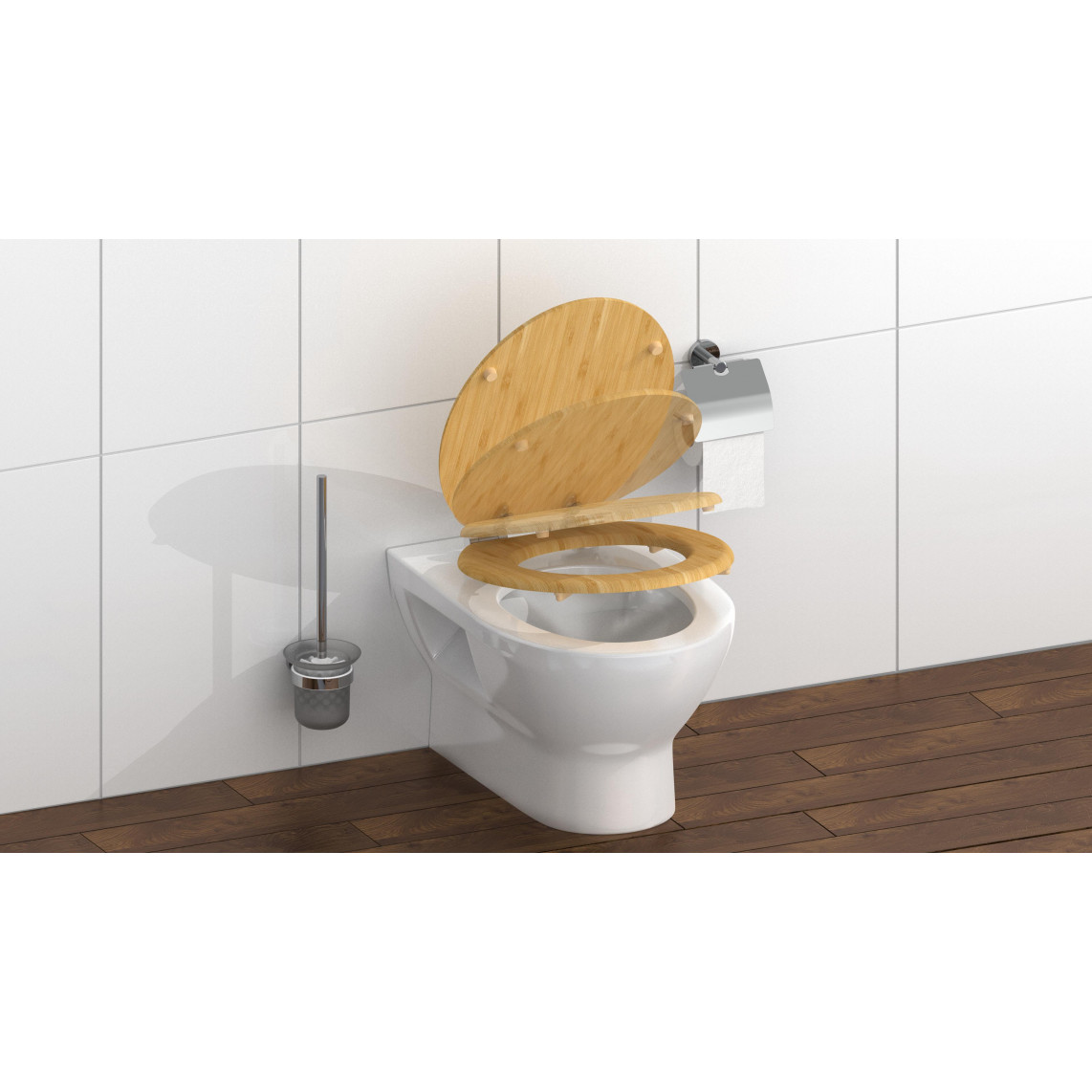 81101 abattant WC en bambou, avec frein de chute