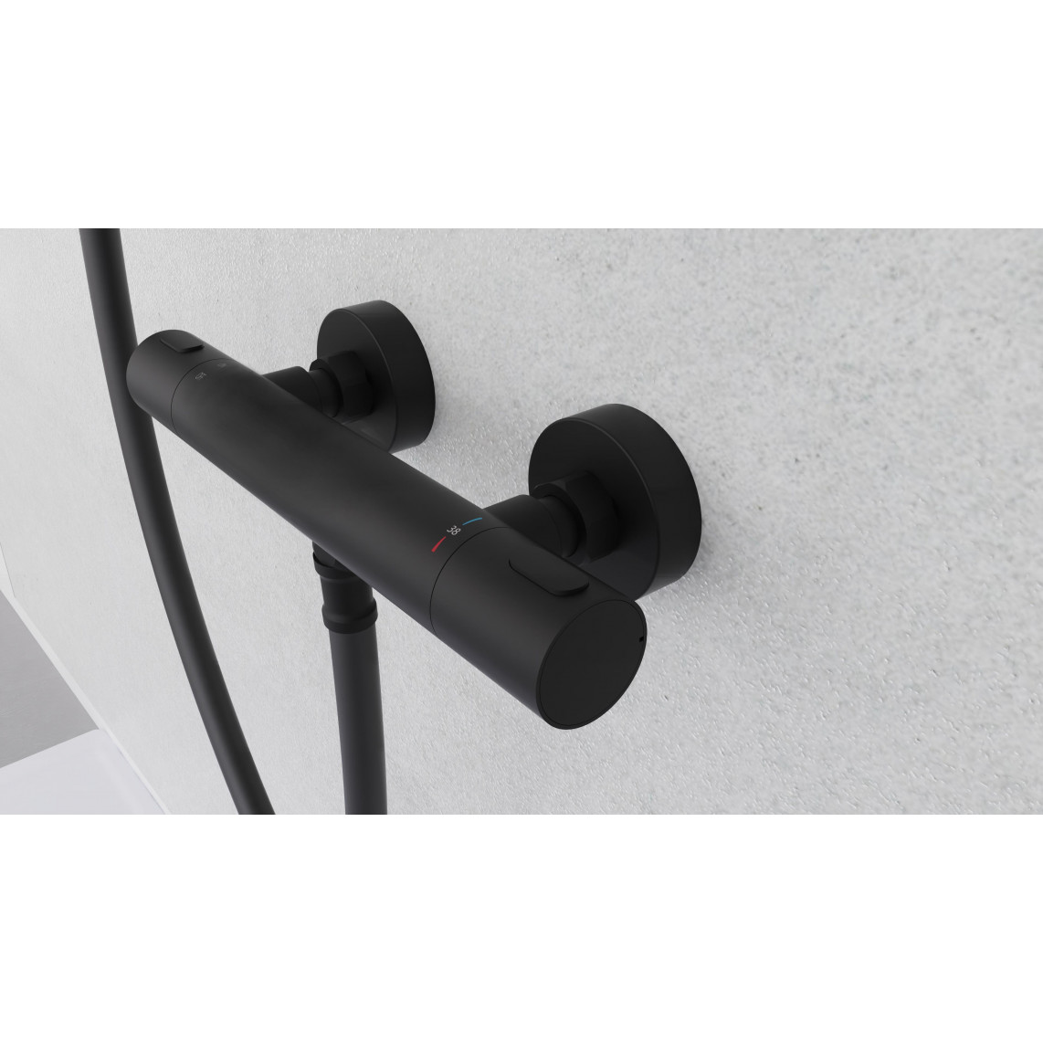 33186 LOS ANGELES Mitigeur thermostatique de douche, noir mat