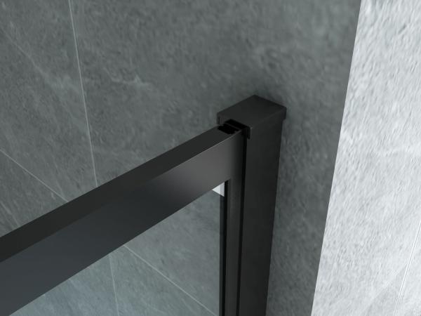 ALONI DOUCHE À L’ITALIENNE AVEC DÉCOR GRILLE - 1000X2000MM - NOIR MAT-VERRE CLAIR