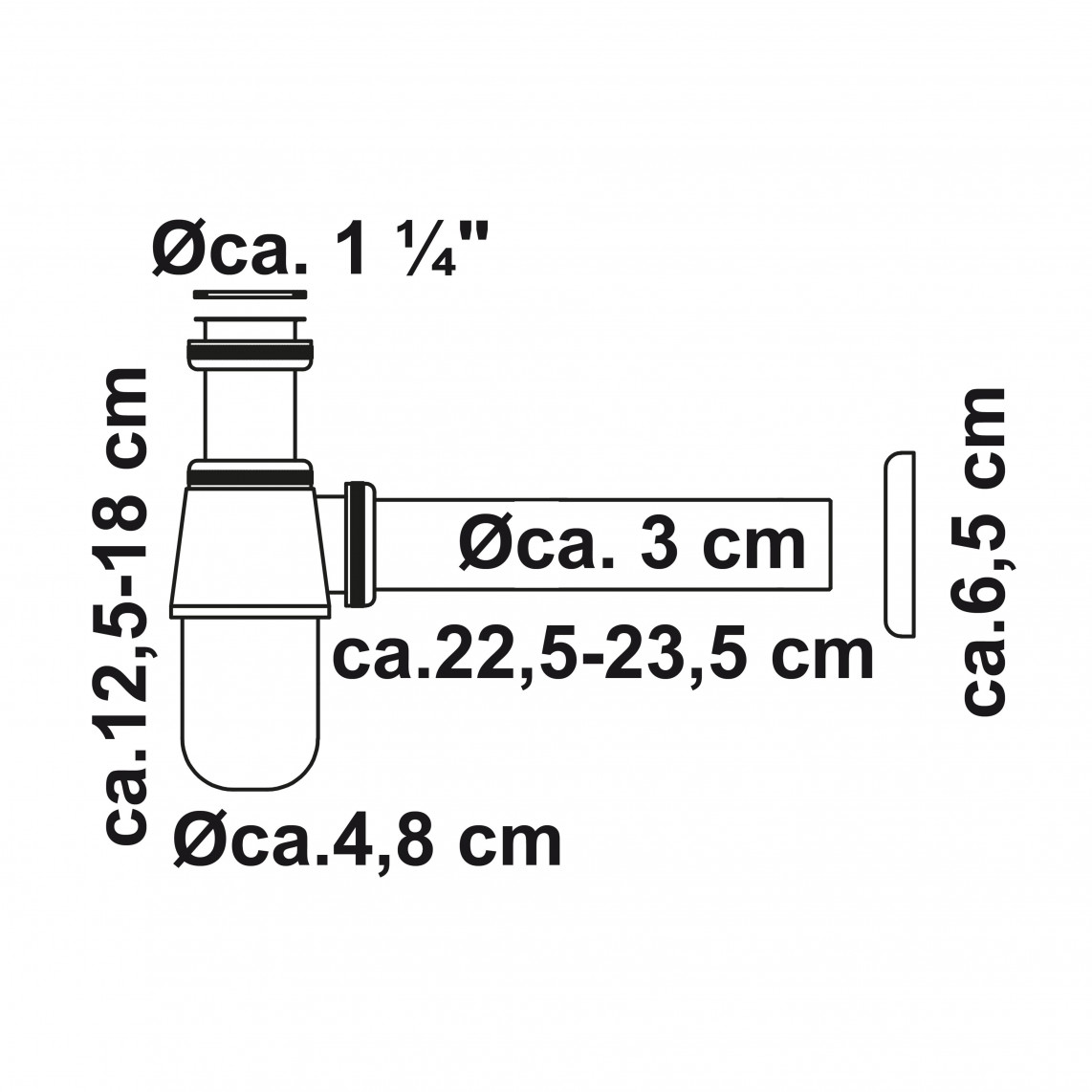 98803110 siphon à bouteille, chromé, 1 1/4" x 32 mm