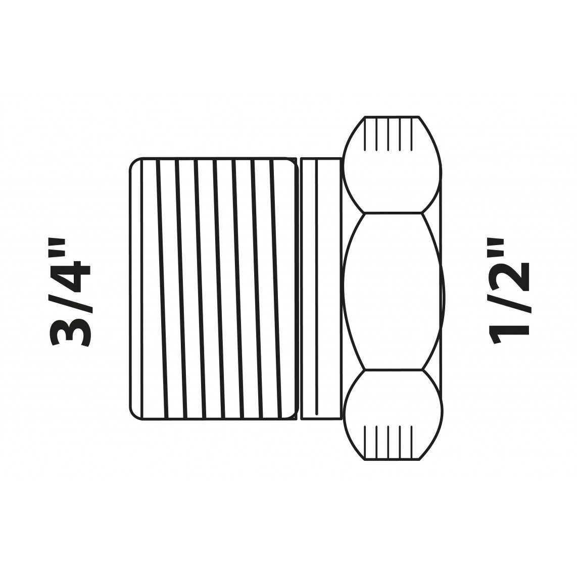 988950313 BR Réducteur, vierge, 3/4" M x 1/2" F, (3241),