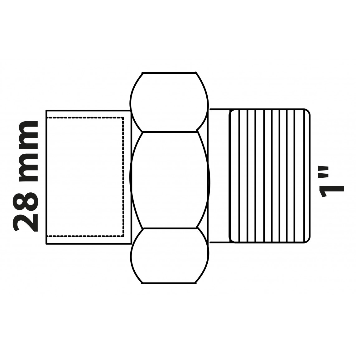 989245055 BR raccord à visser, vierge, 28 mm x 1" M, à joint conique, 1 manchon (4341g)