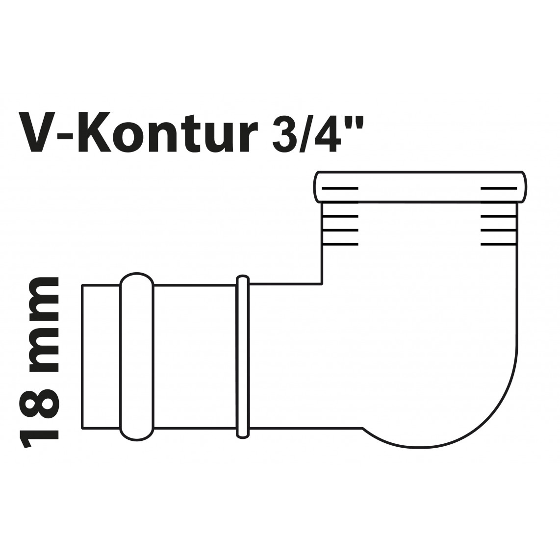 988621554 BR coude 90°, vierge, 18 mm x 3/4" F, 1 manchon, (P4090g)