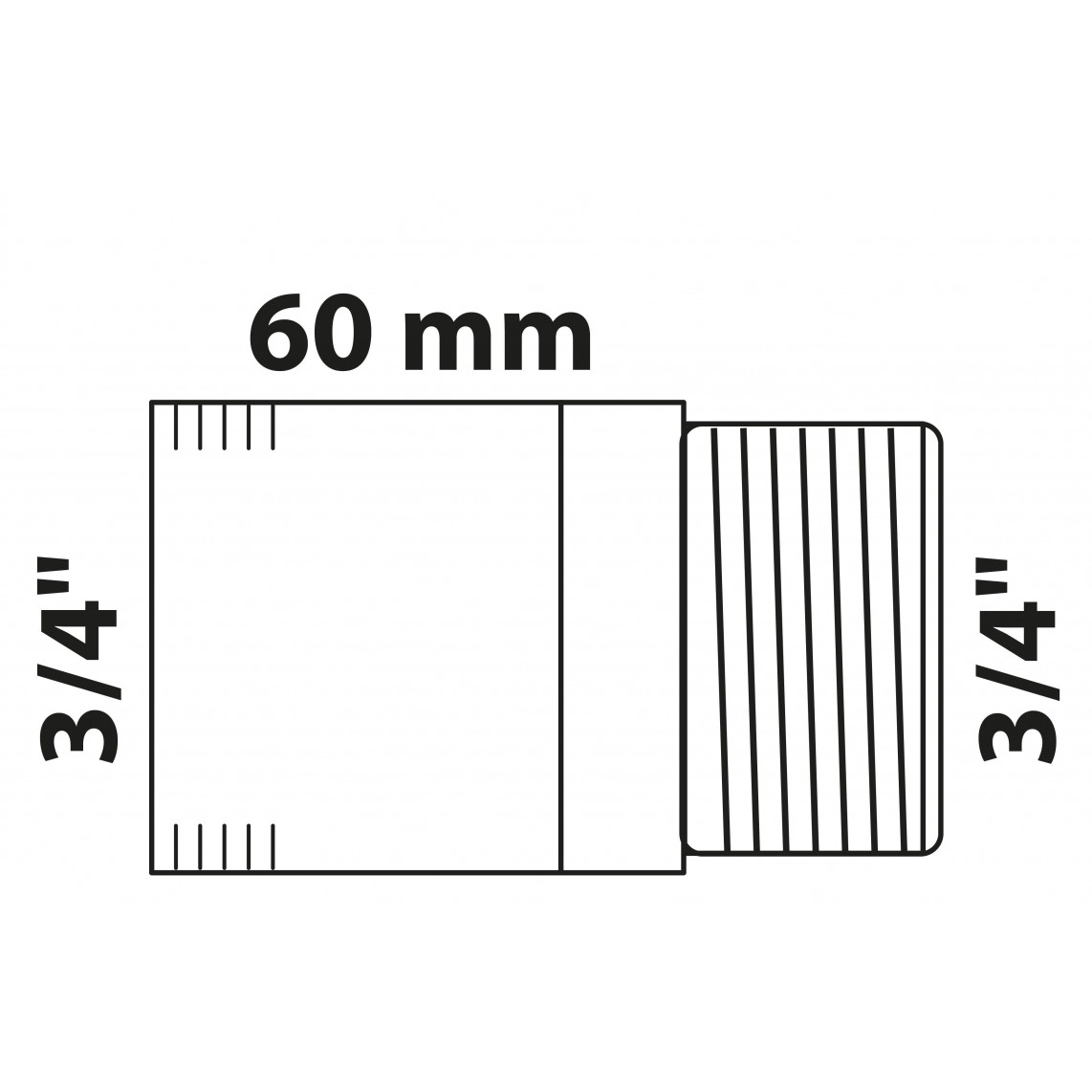 988962113 BR mamelon double, vierge, 3/4" x 60 mm, (3530)