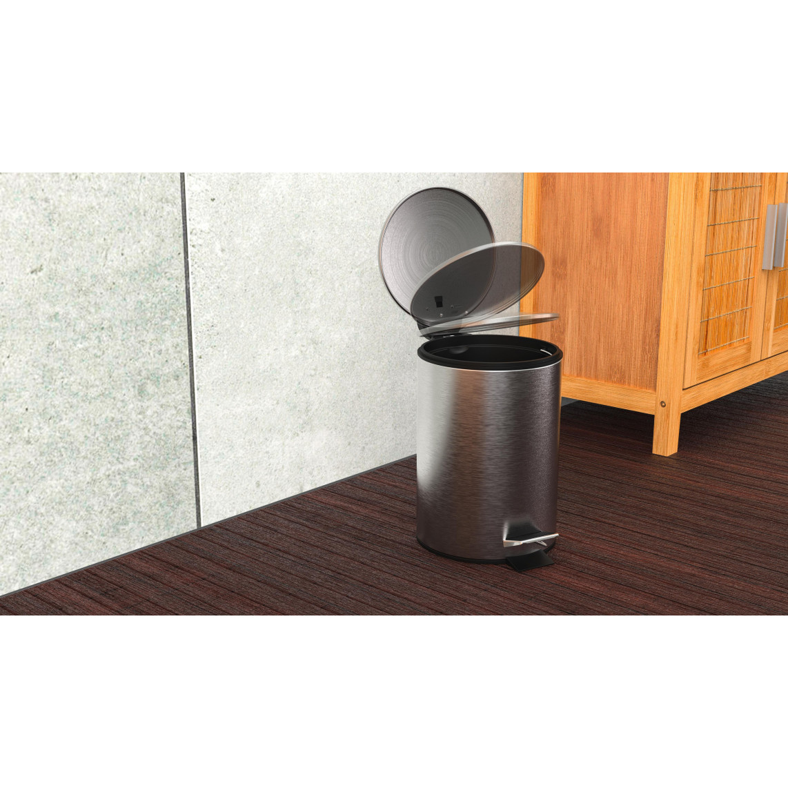 BA0300 poubelle cosmétique à pédale, acier inoxydable, env. 3 l, avec frein de chute
