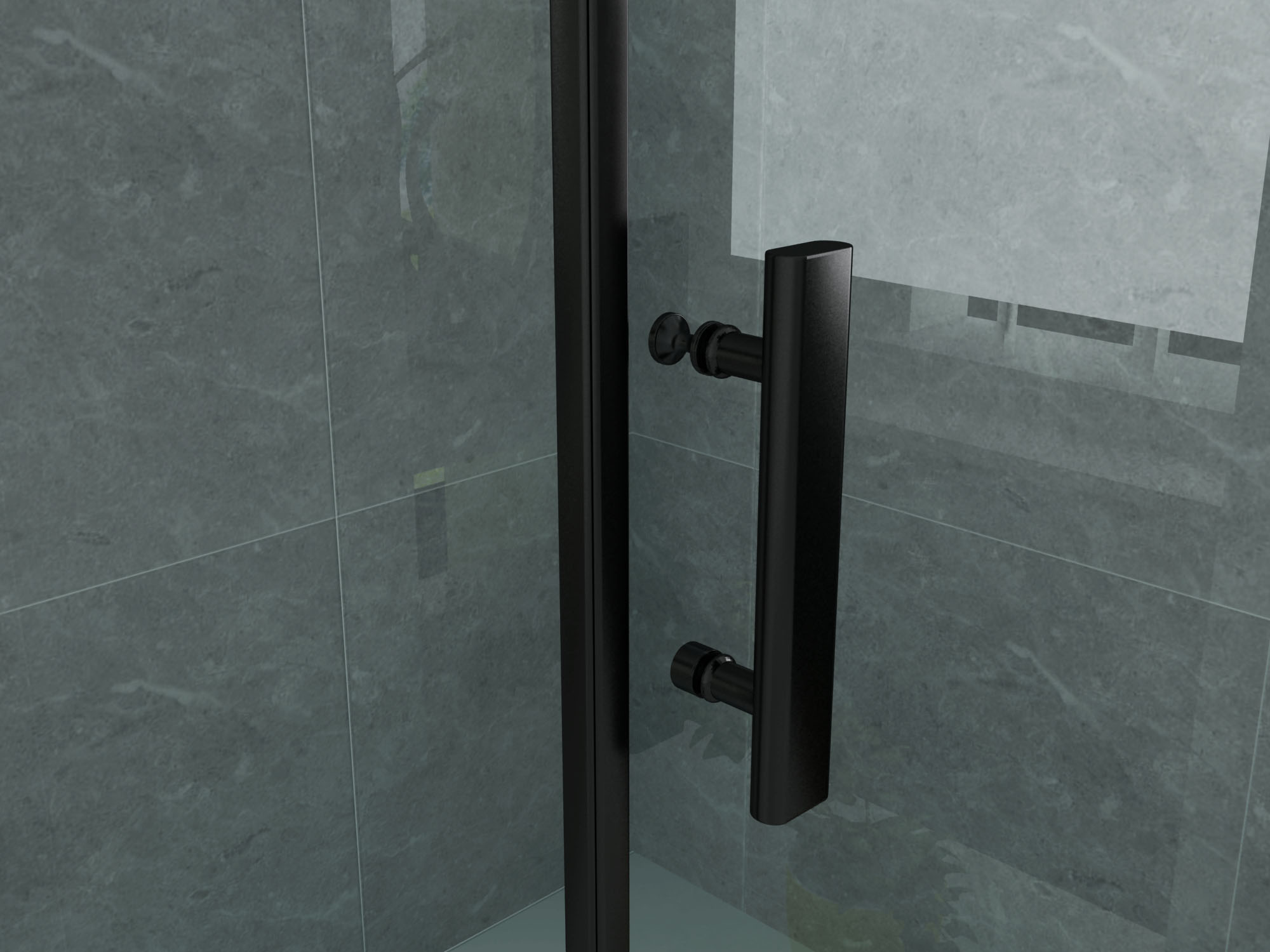 ALONI CABINE DE DOUCHE – PORTE PIVOTANTE ET PAROI LATÉRALE - 800X800X1900MM - NOIR MAT-VERRE CLAIR
