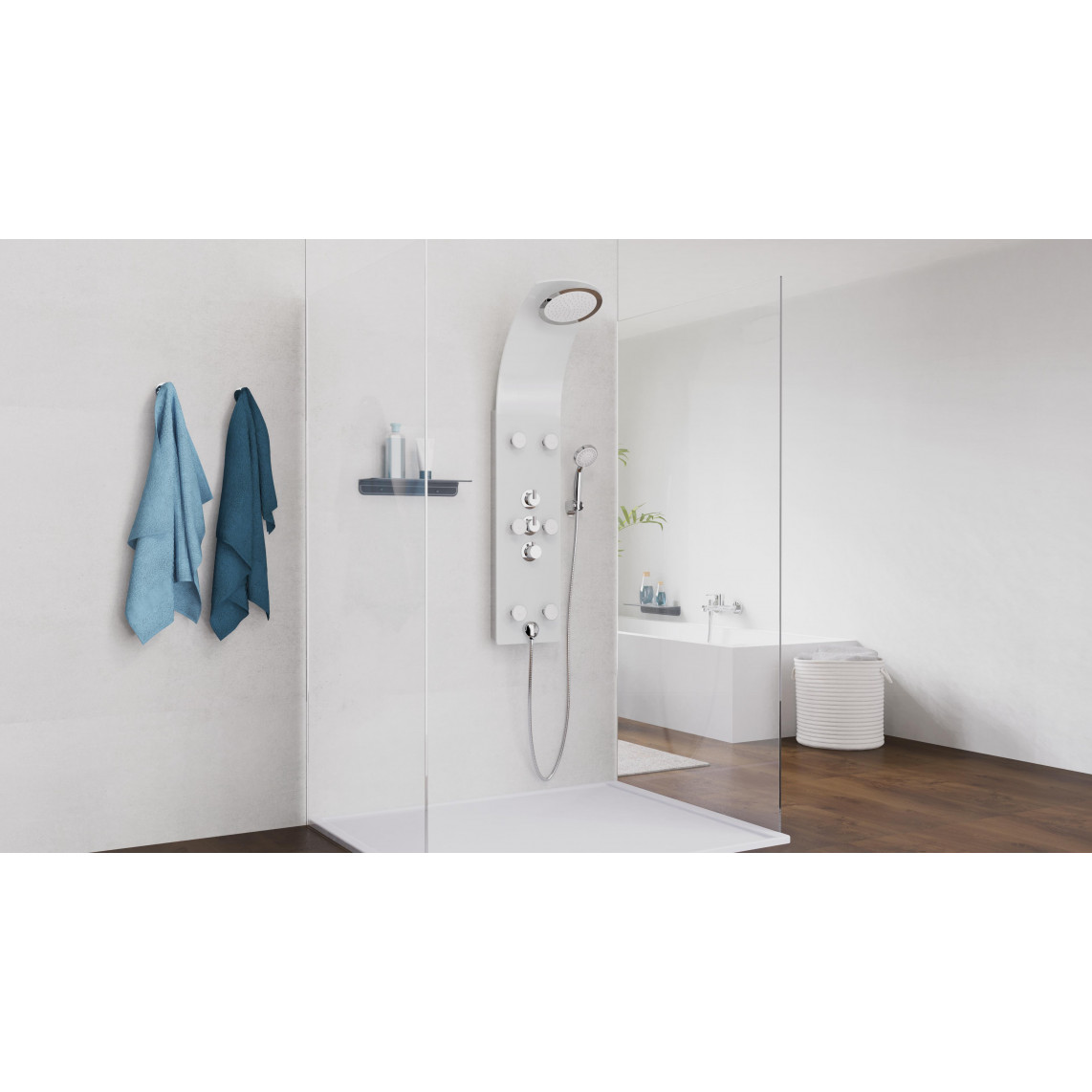 60025 LANZAROTE III Panneau de douche en verre, blanc