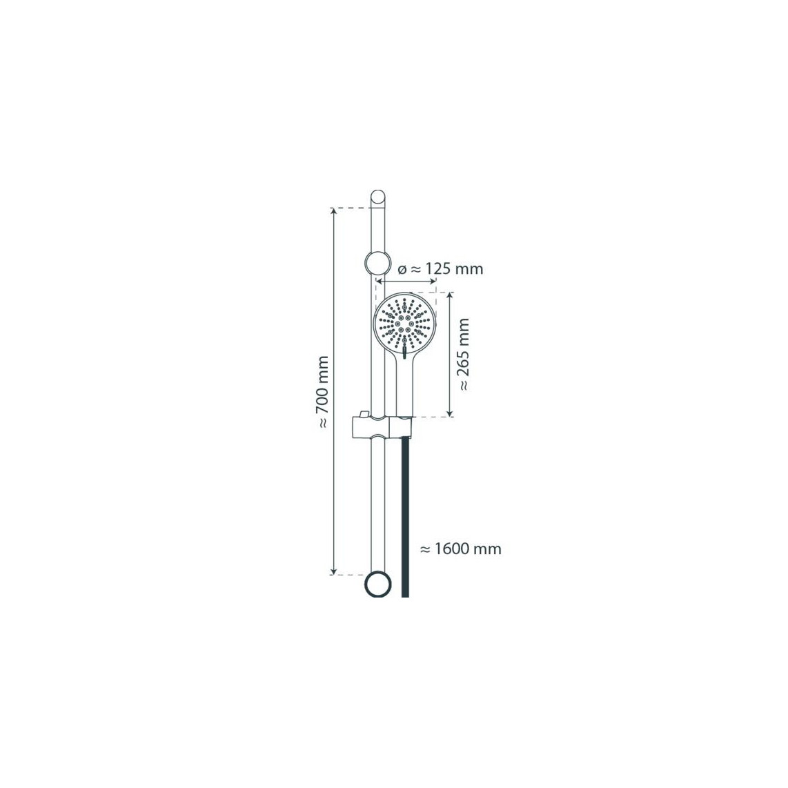 64841 Set barre de douche, chromé, à coller