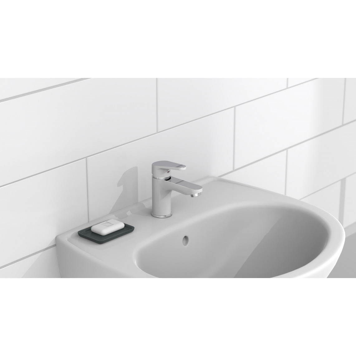 34710 ALASKA Mitigeur lavabo, blanc/chromé