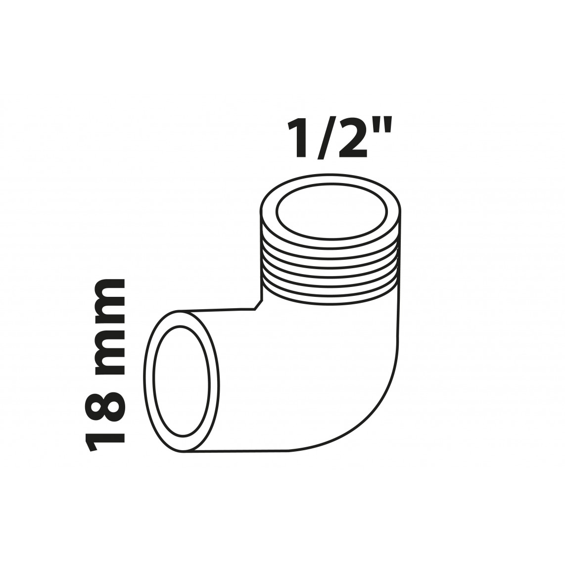 989212017 BR coude 90°, vierge, 18 mm x 1/2" M, 1 manchon (4092g)