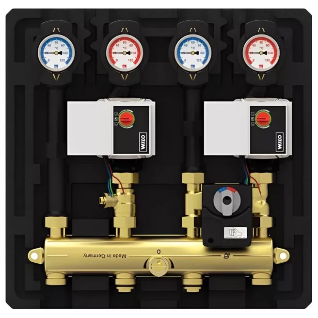 MODULE HYDRAULIQUE COMPACT AVEC 1 CIRCUIT MELANGE ET 1 CIRCUIT NON-MELANGE DN20 REMEHA