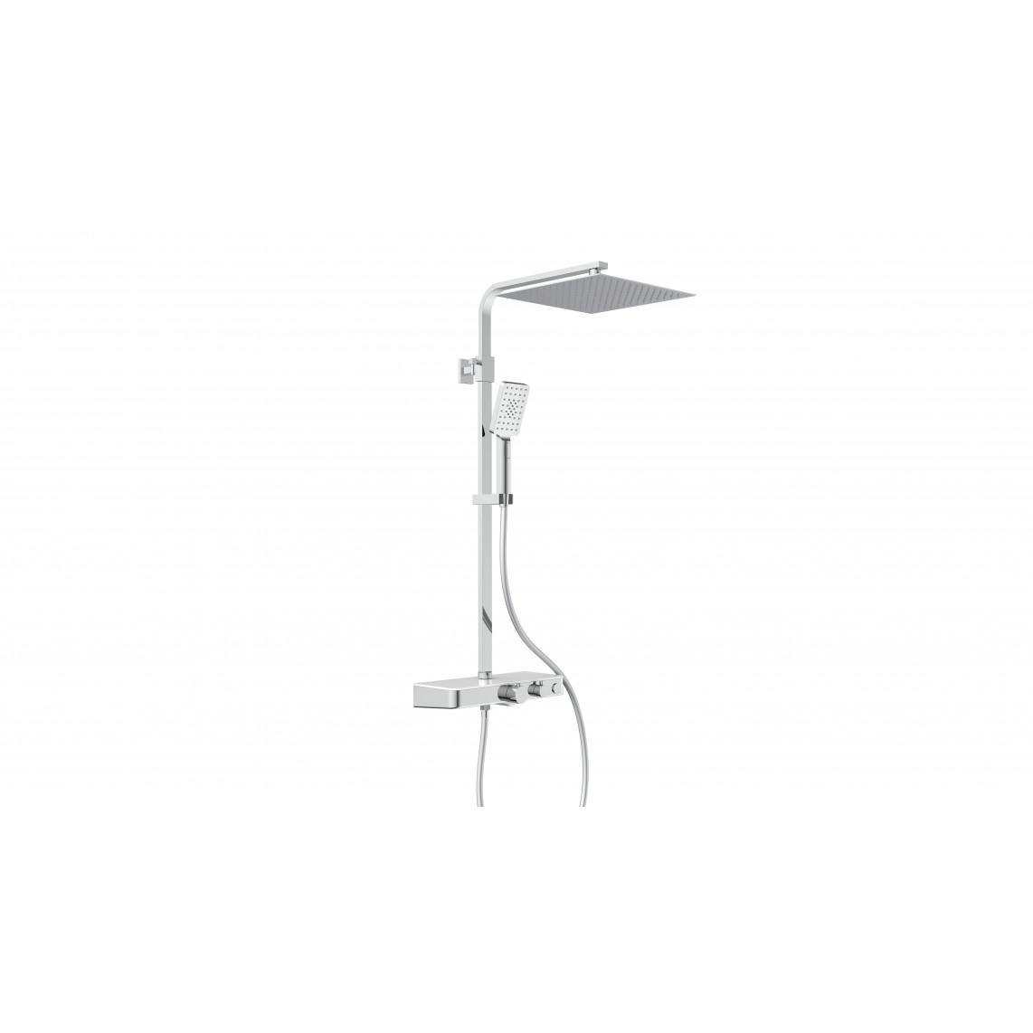 60530 OCEAN Set douche de pluie avec Mitigeur thermostatique, chromé/blanc, avec tablette