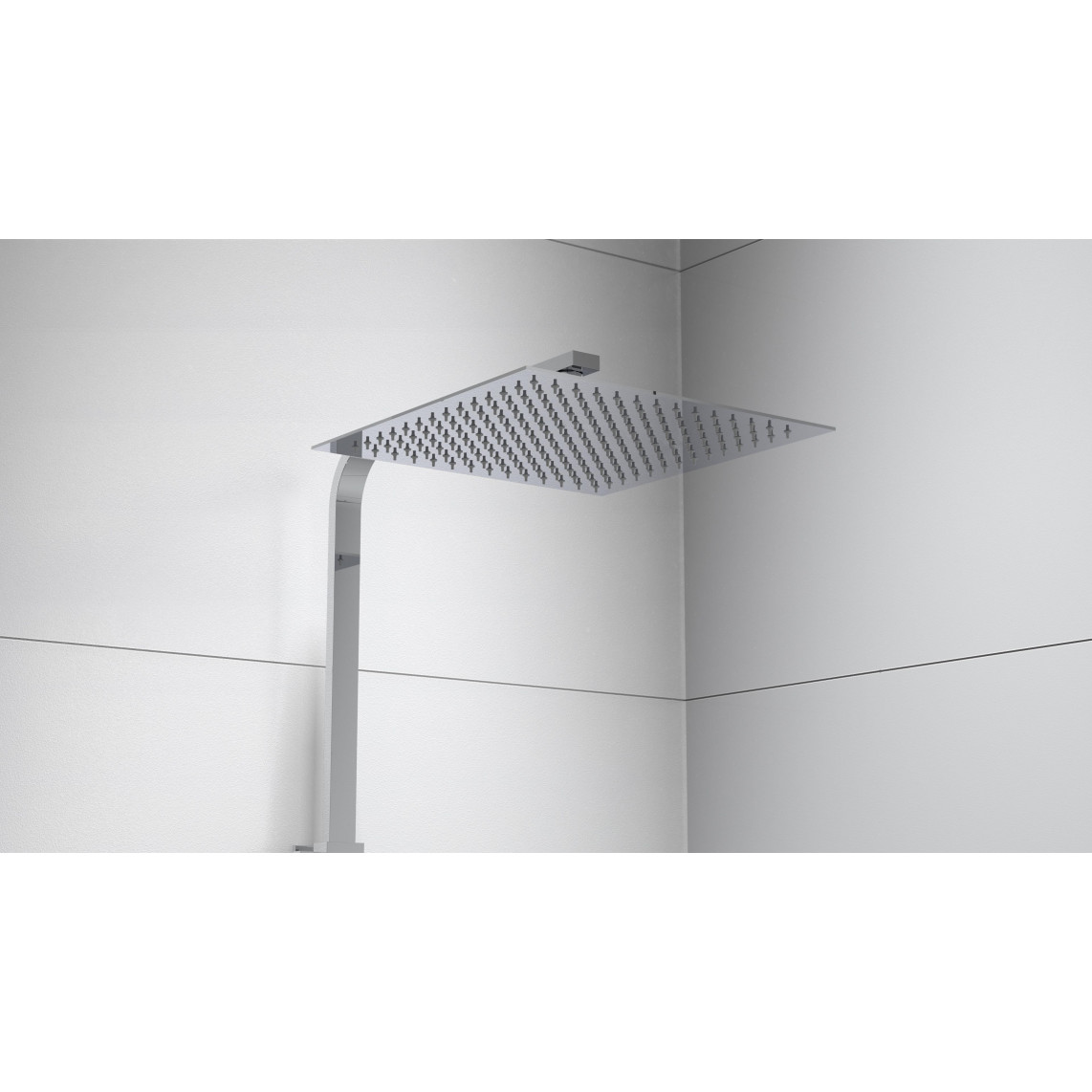 60530 OCEAN Set douche de pluie avec Mitigeur thermostatique, chromé/blanc, avec tablette
