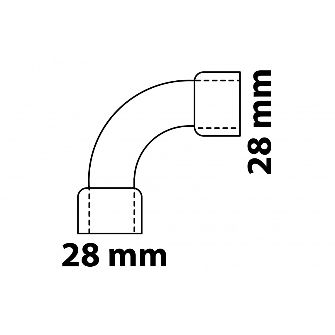 989016055 CU arc 90°, vierge, 28 mm, 2 manchons, (5002a)