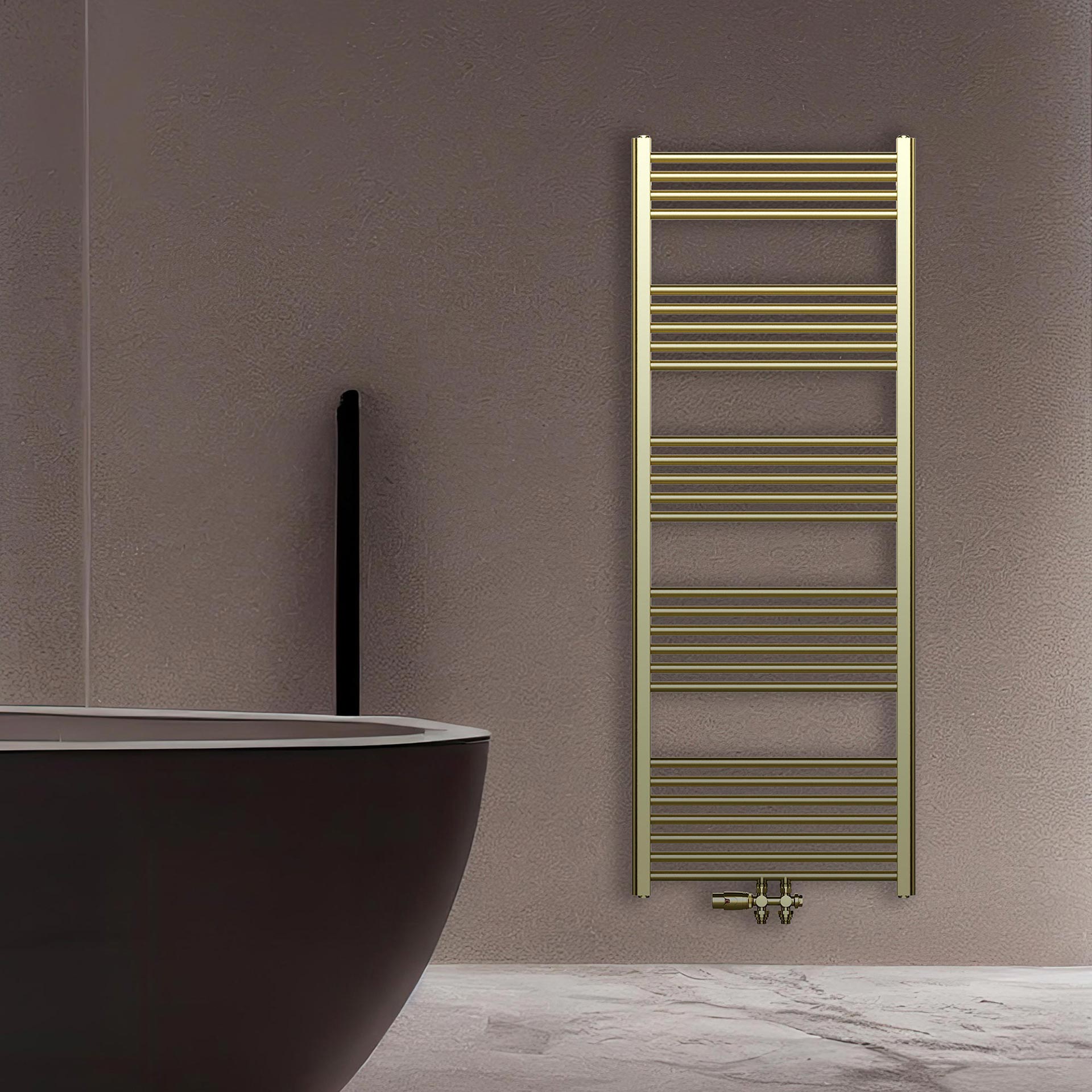 BELRAD SÈCHE-SERVIETTES - RACCORDEMENT GAUCHE-DROITE/CENTRAL - 557 WATT - 1600X600CM - OR BROSSÉ
