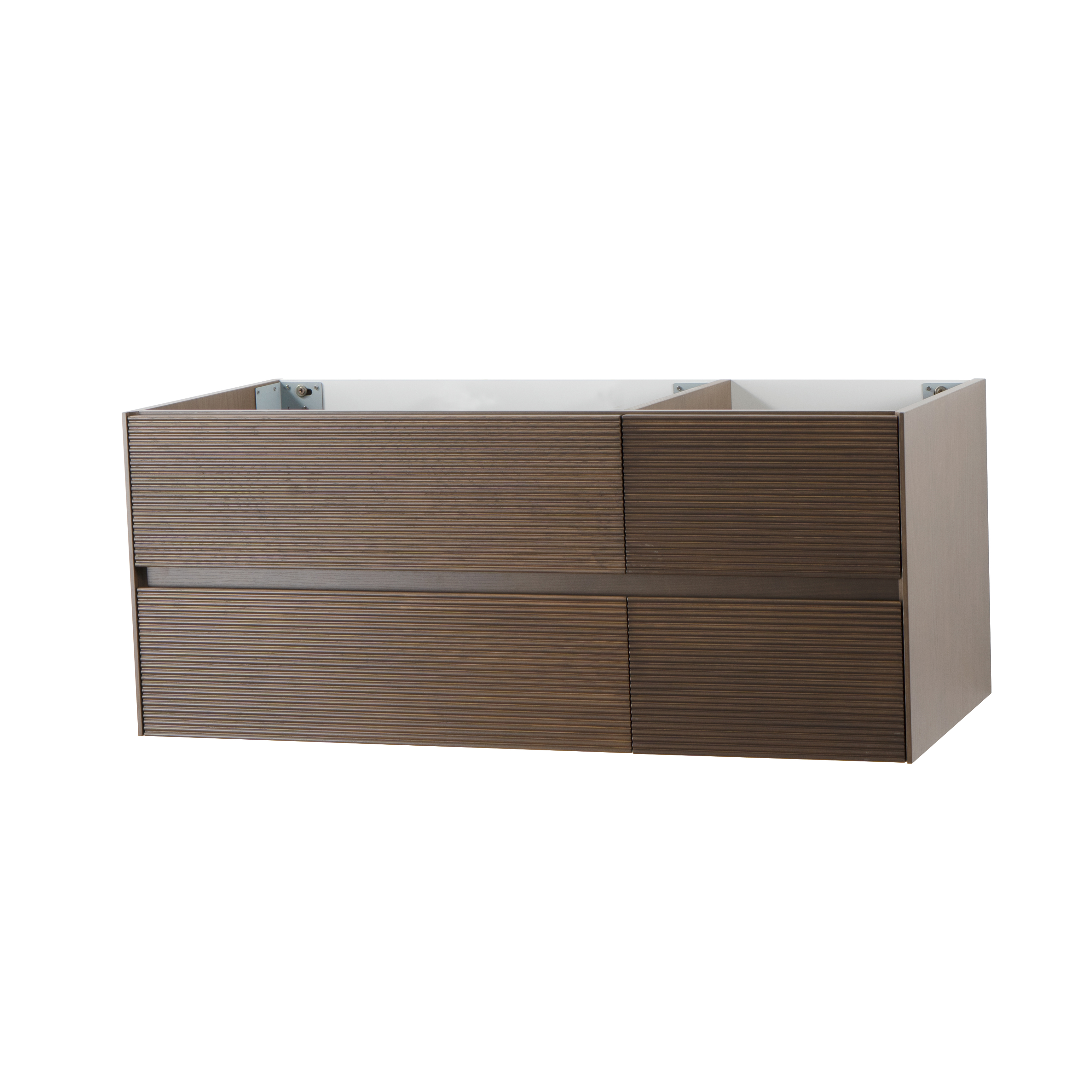 LAYDA MEUBLE SOUS-VASQUE - 4 TIROIRS - SANS POIGNÉES - SOFT CLOSE – 119X49X52 CM - NOYER FONCÉ