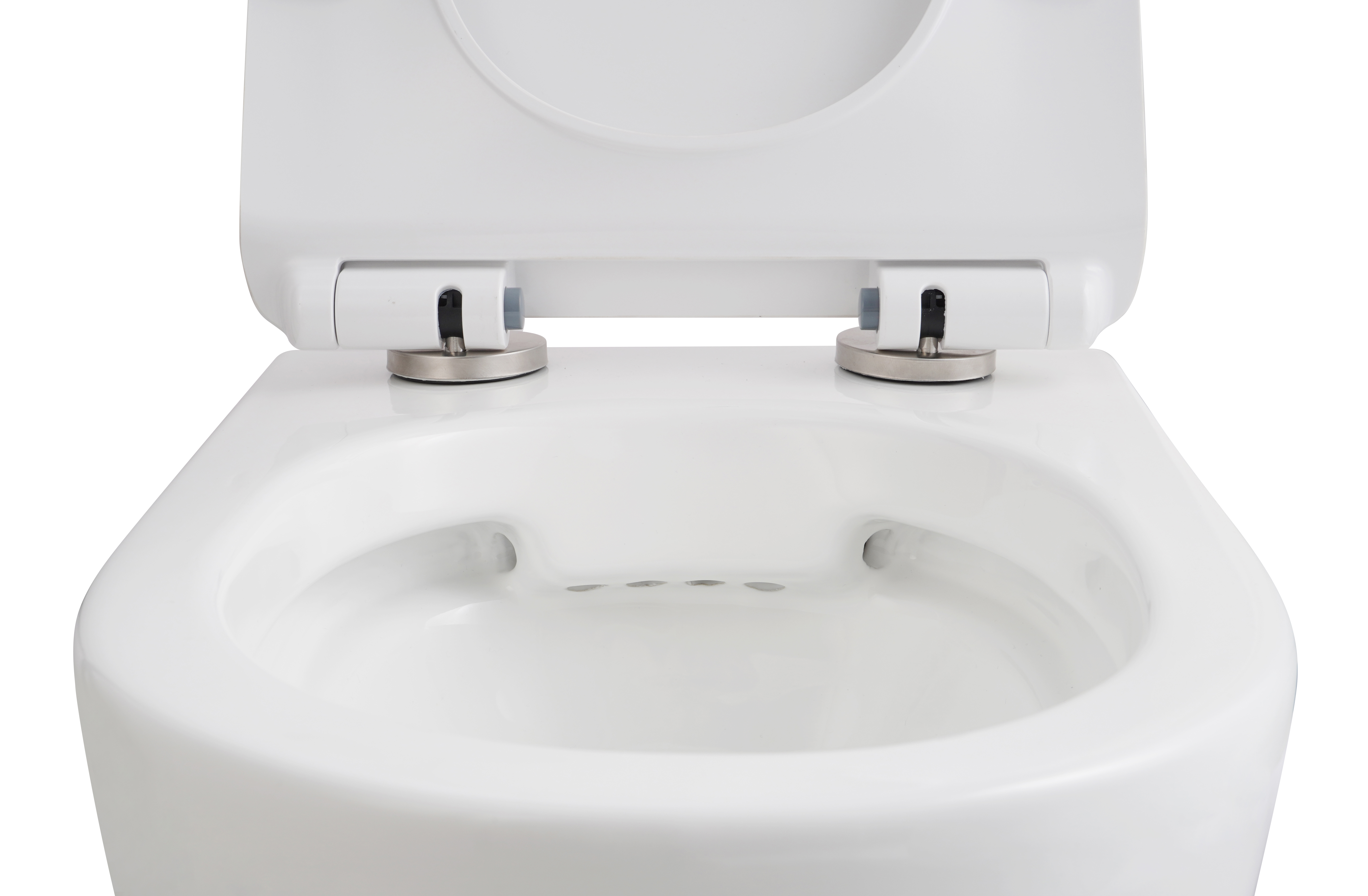 ALONI ECO WC SUSPENDU – SANS BRIDE – AVEC ABATTANT – DUROPLAST – SOFT CLOSE – QUICK RELEASE – COMPACT 49 CM – 36X36X49 CM – BLANC BRILLANT