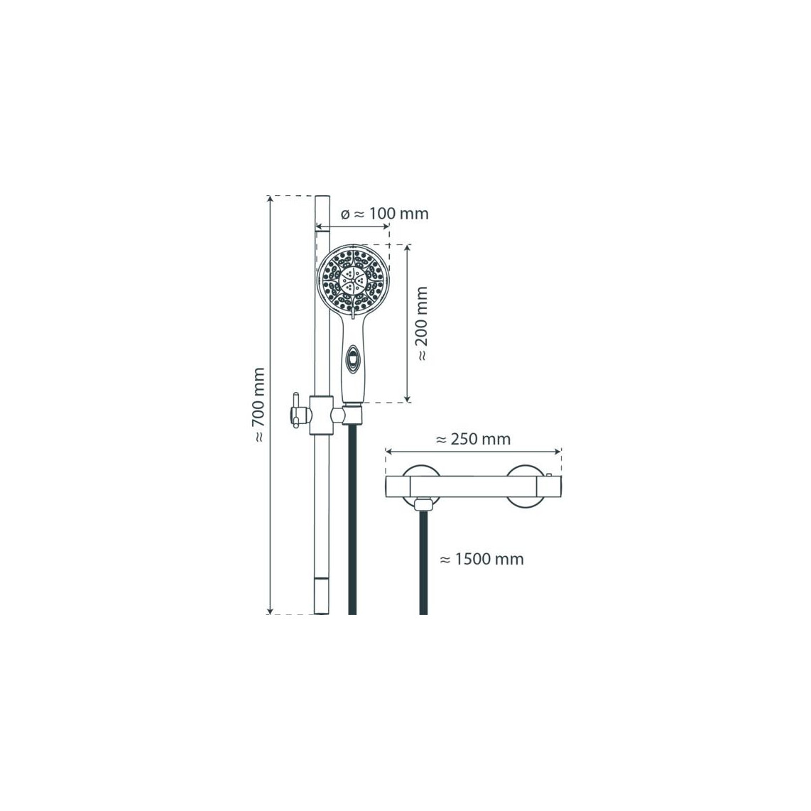 52545 AQUA 2 SAVE Set barre de douche avec Thermostat, chromé