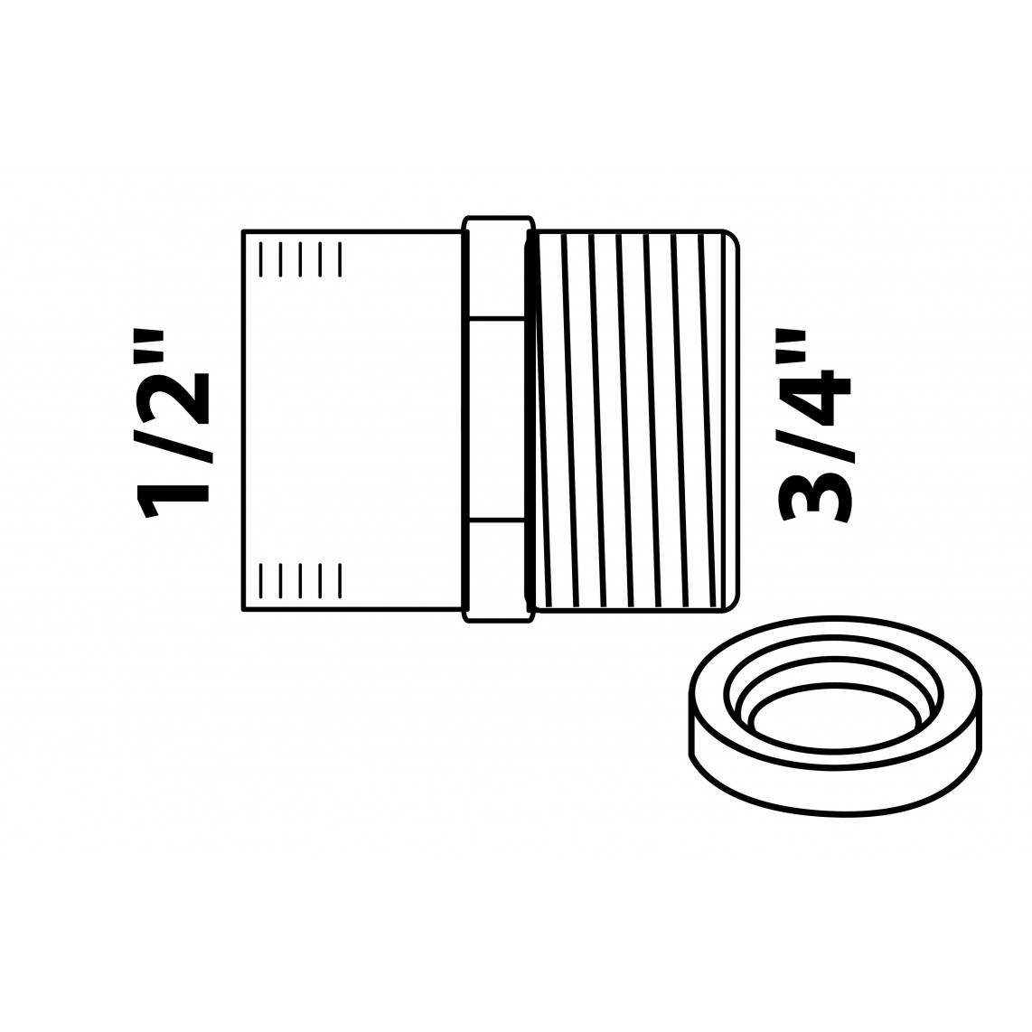 989320155 Raccord réducteur en laiton, chromé, 3/4" M x 1/2" F