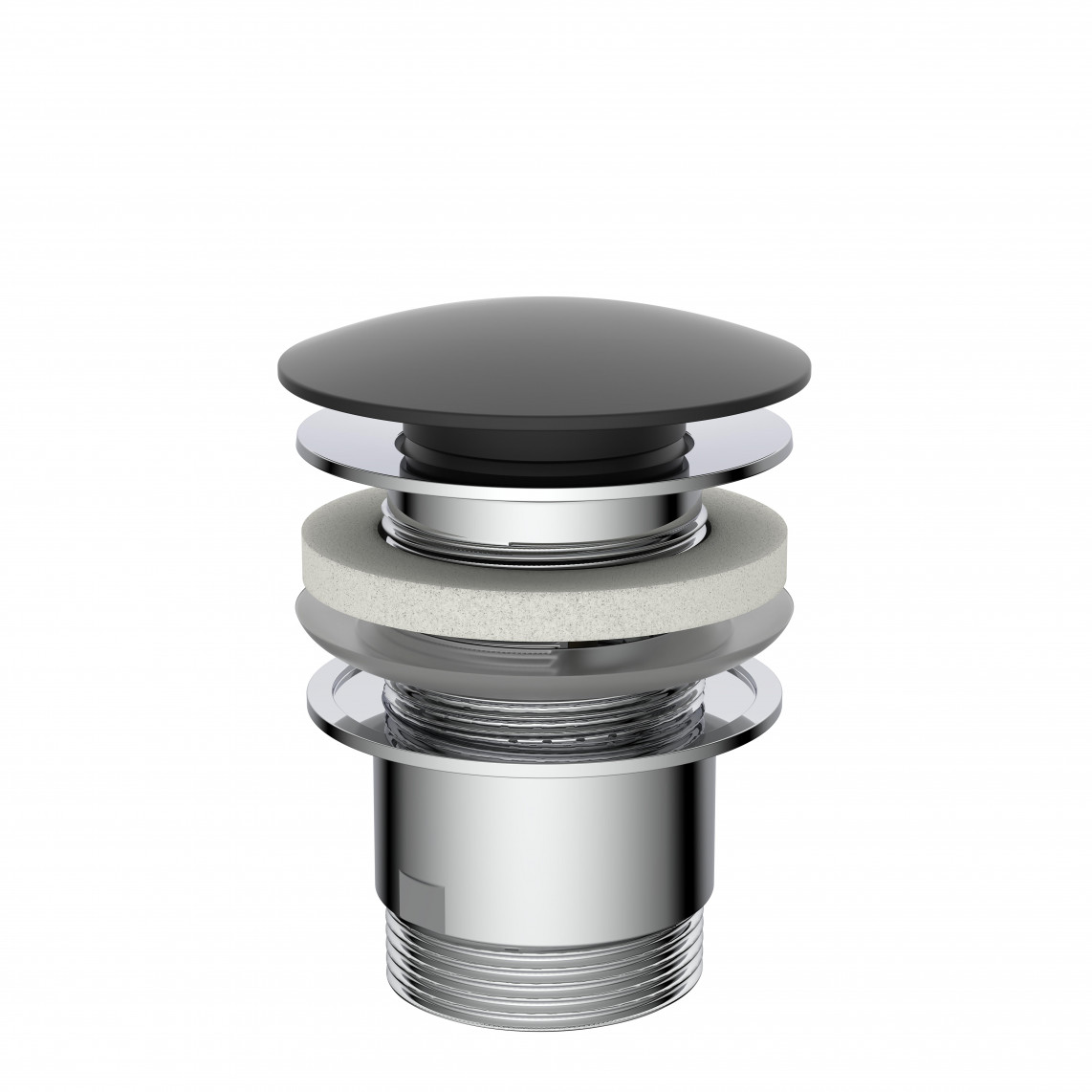 98807420 Design-vanne d'évacuation, capuchon noir-matt, 1 1/4" x 65 mm