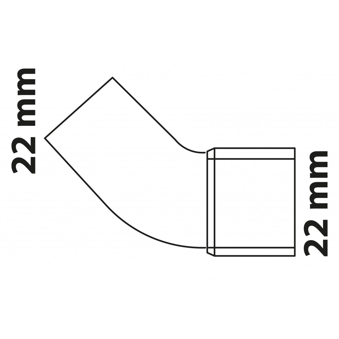 989144055 CU arc 45°, vierge, 22 mm, 1 manchon (5040)