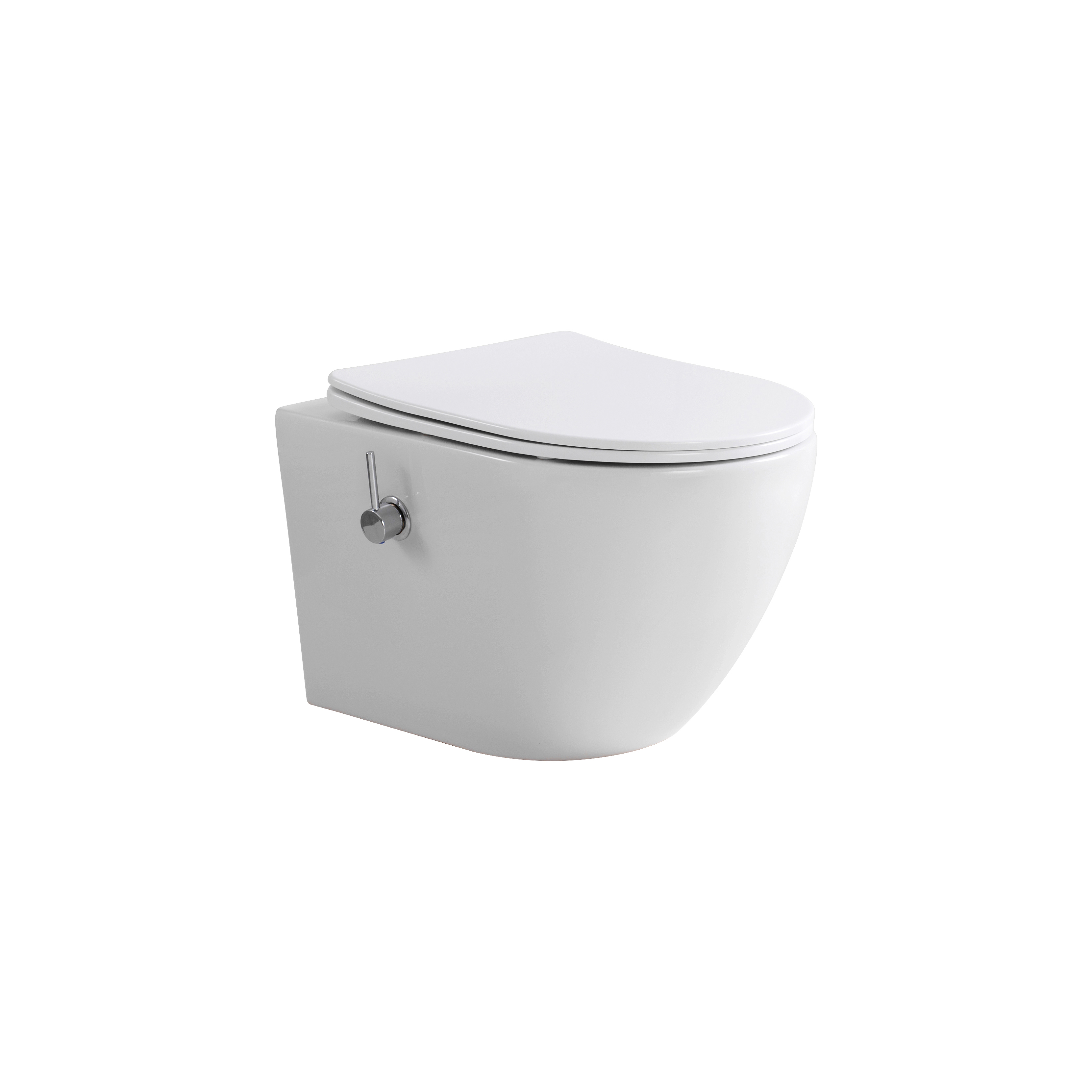 ALONI PRO WC SUSPENDU AVEC BIDET – TORNADO FLUSH – SANS BRIDE – AVEC ROBINET DE BIDET EAU CHAUDE ET FROIDE – AVEC ABATTANT – 52,5 CM – BLANC BRILLANT