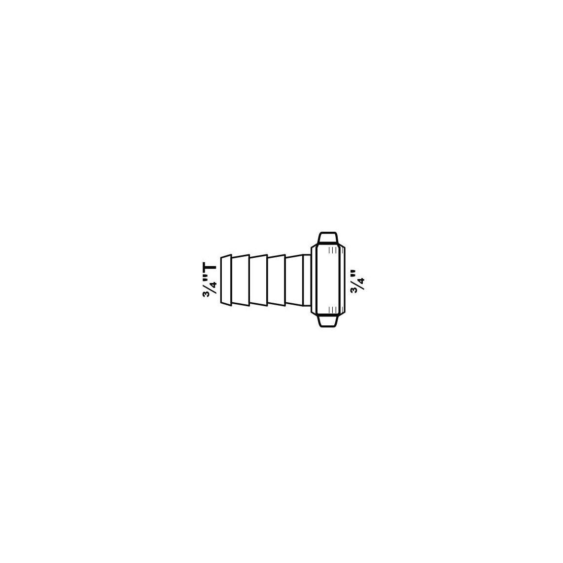 987396055 LT raccord à visser pour flexible, vierge, 3/4"M x 3/4"T