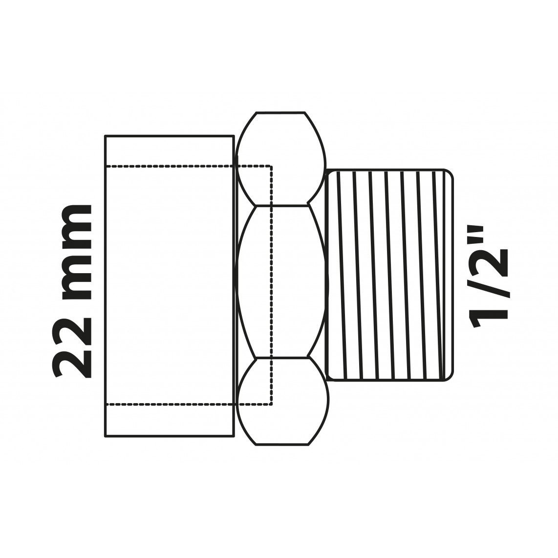 989089017 BR Mamelon de transition, vierge, 22 mm x 1/2" M, 1 manchon (4243g)